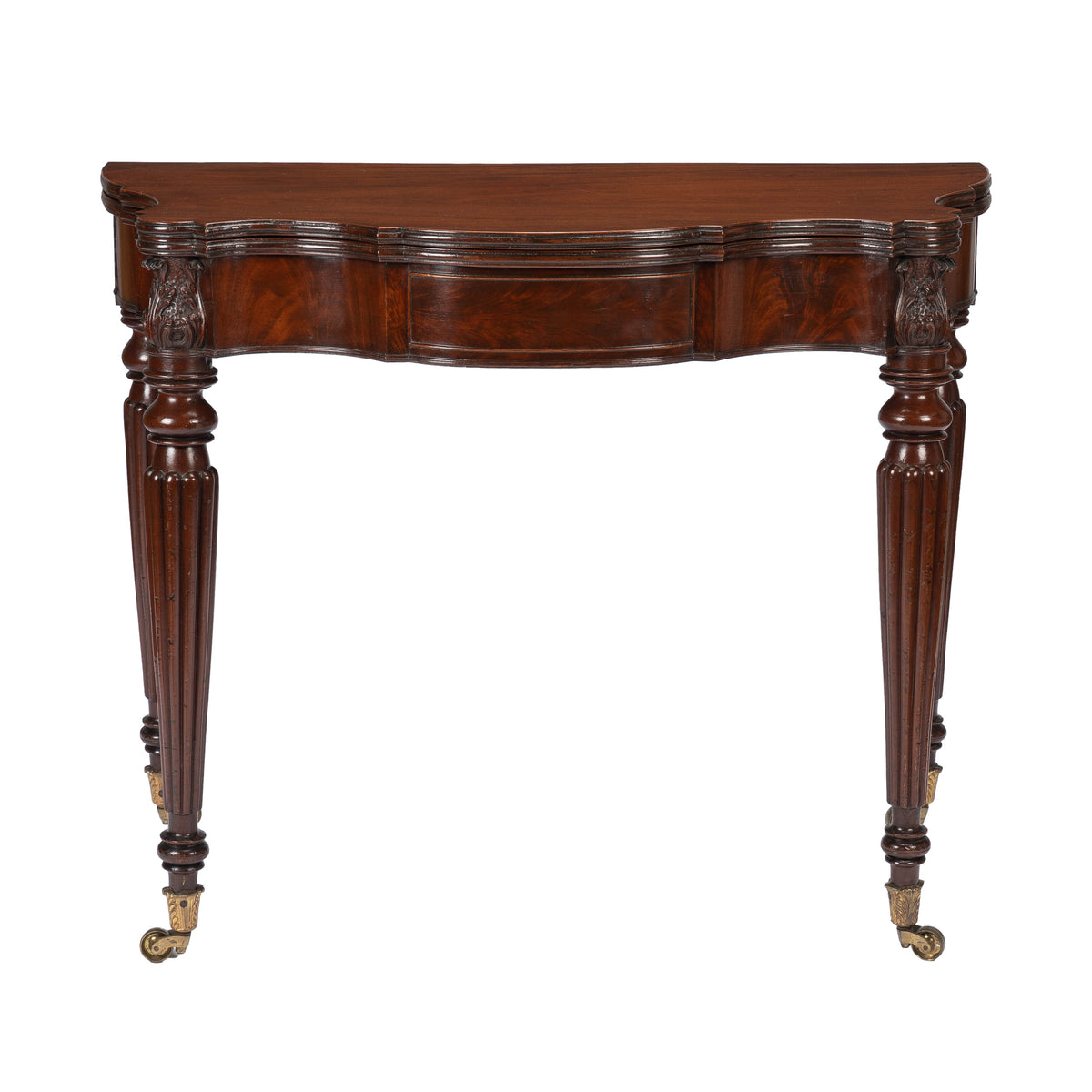 Federal flip top mahogany game table attributed to Samuel Field McIntire, 1810-15