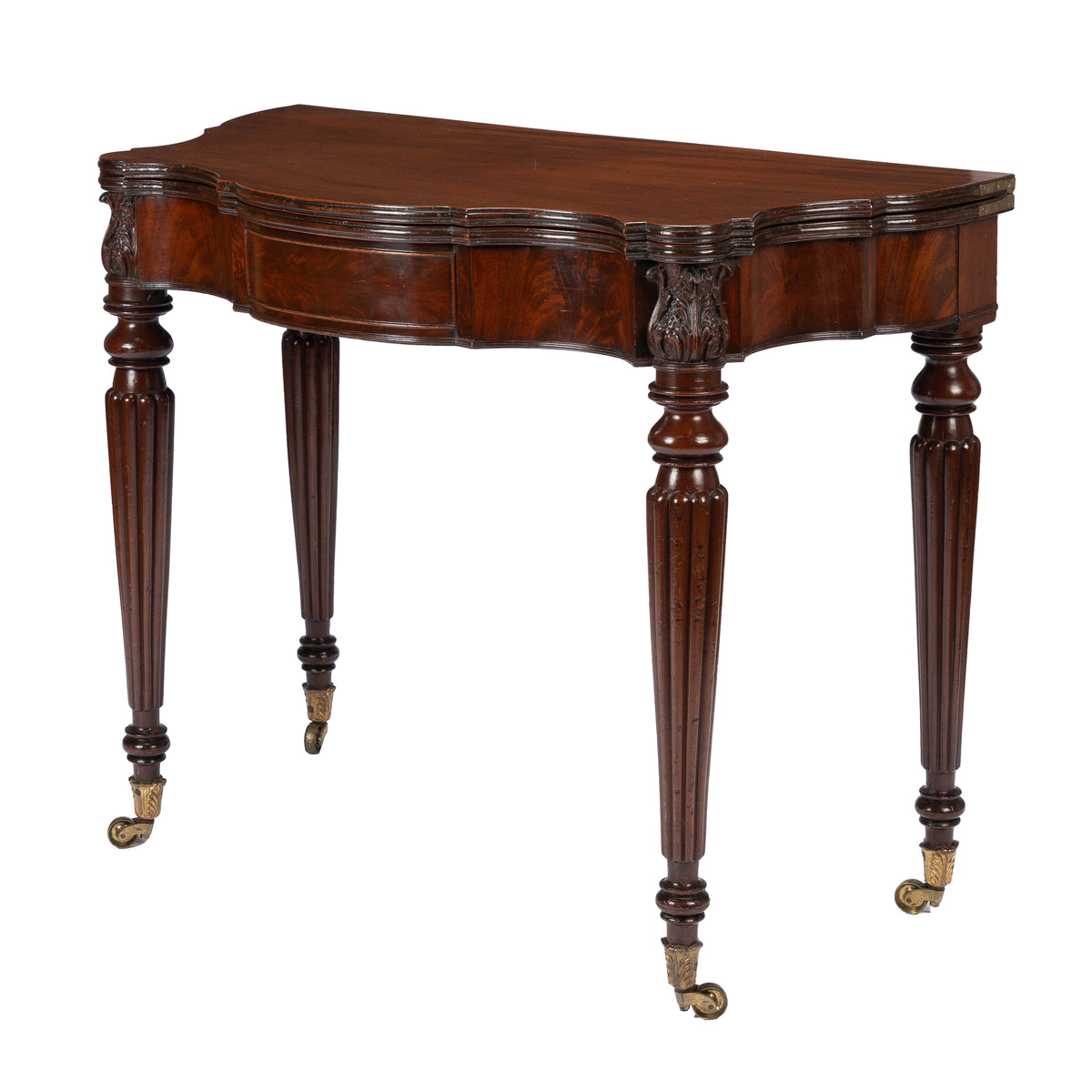 Federal flip top mahogany game table attributed to Samuel Field McIntire, 1810-15