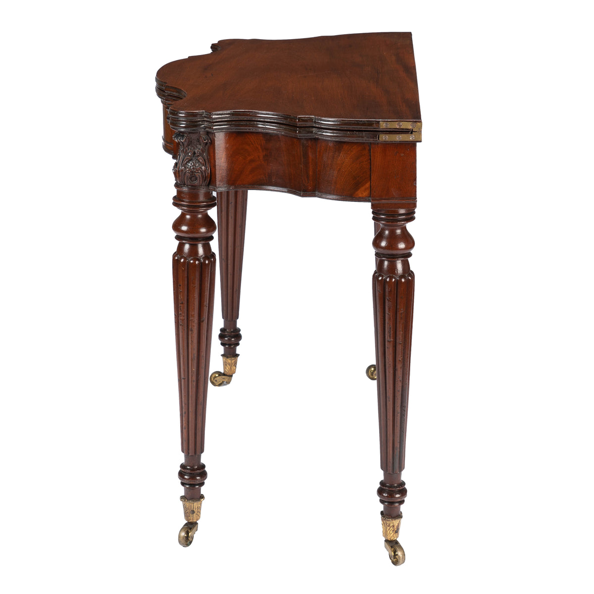 Federal flip top mahogany game table attributed to Samuel Field McIntire, 1810-15