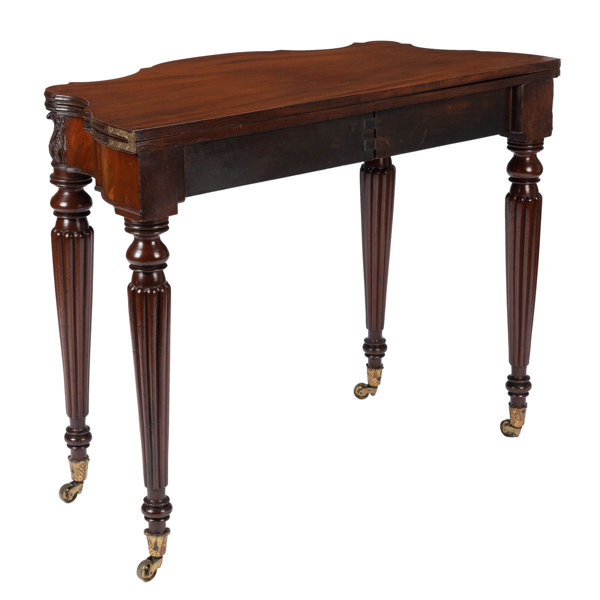 Federal flip top mahogany game table attributed to Samuel Field McIntire, 1810-15