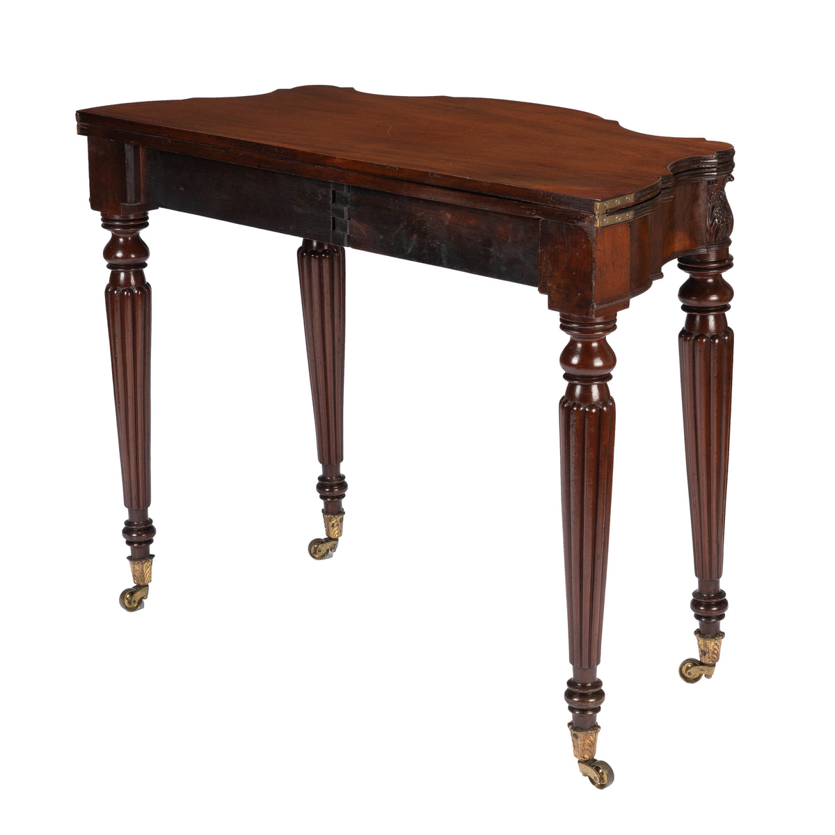 Federal flip top mahogany game table attributed to Samuel Field McIntire, 1810-15