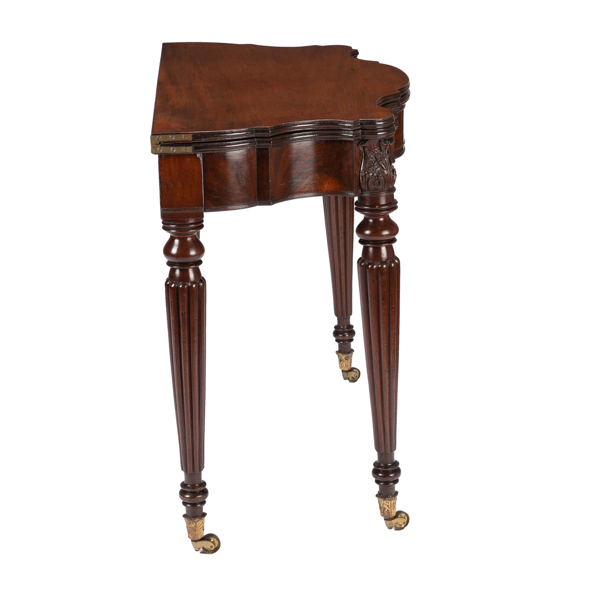 Federal flip top mahogany game table attributed to Samuel Field McIntire, 1810-15