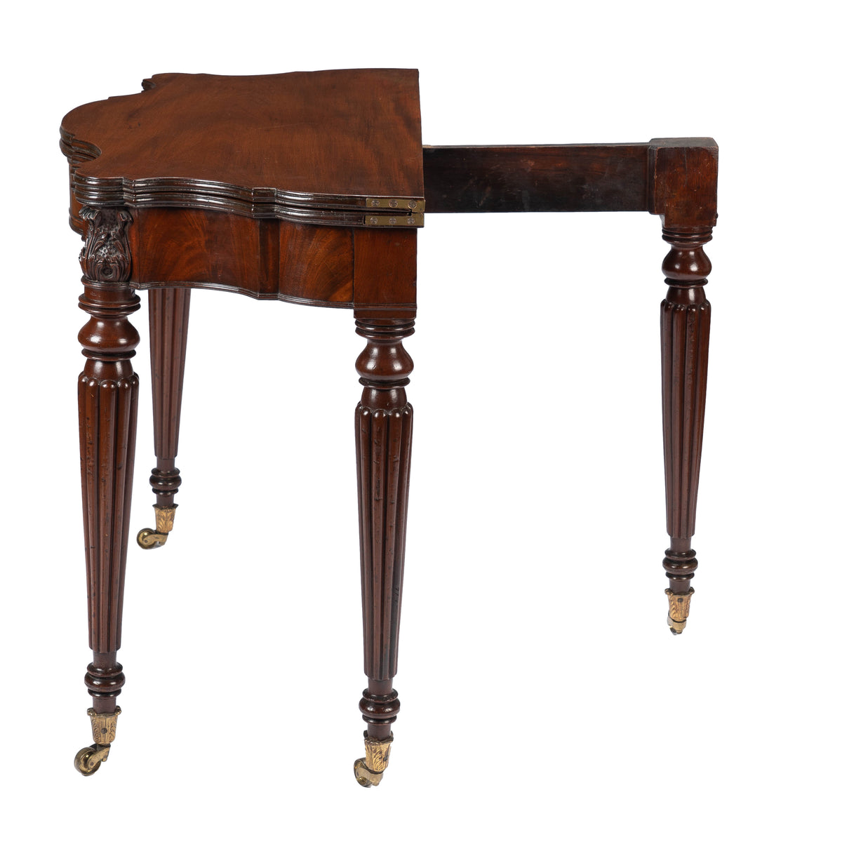 Federal flip top mahogany game table attributed to Samuel Field McIntire, 1810-15