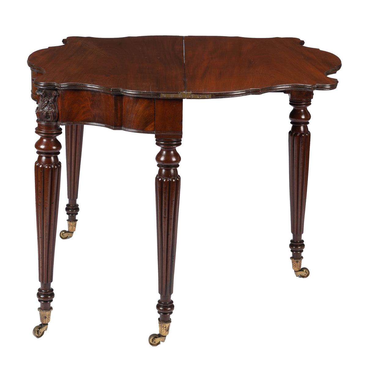 Federal flip top mahogany game table attributed to Samuel Field McIntire, 1810-15