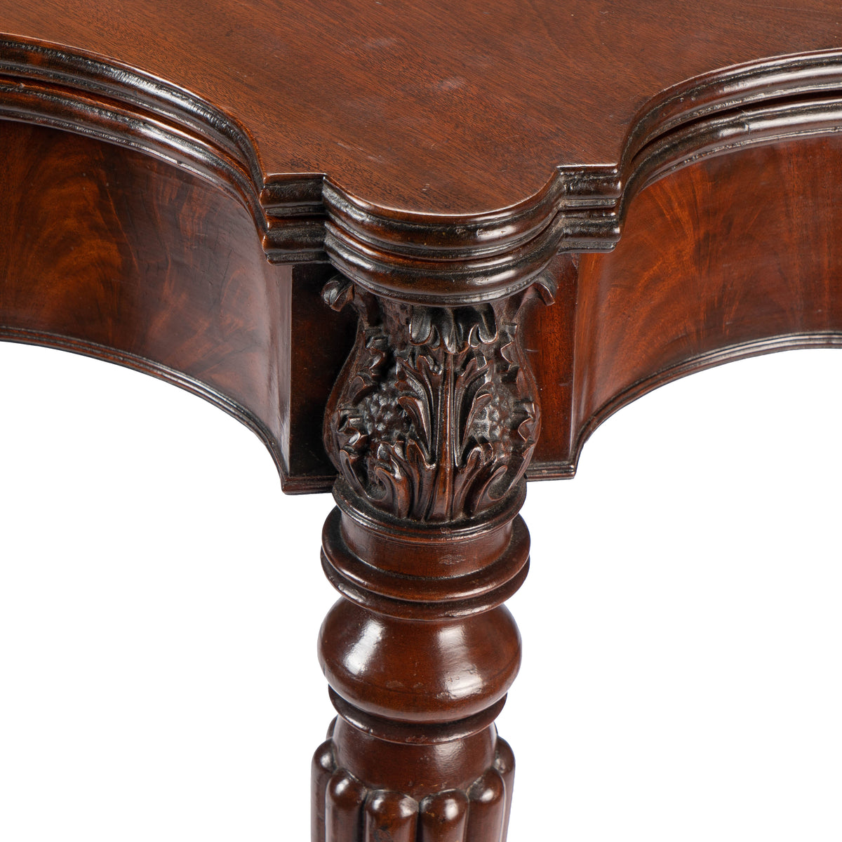 Federal flip top mahogany game table attributed to Samuel Field McIntire, 1810-15