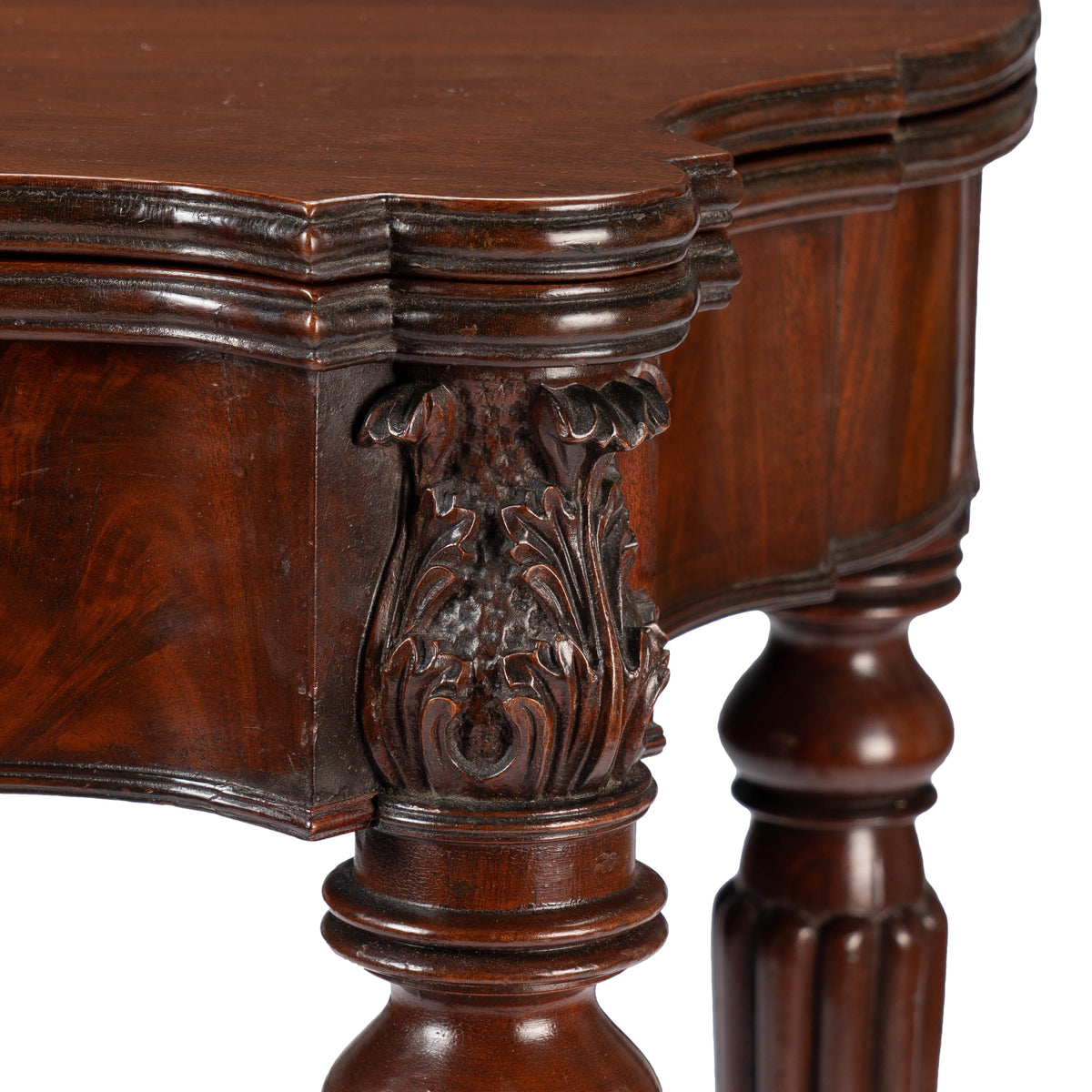 Federal flip top mahogany game table attributed to Samuel Field McIntire, 1810-15
