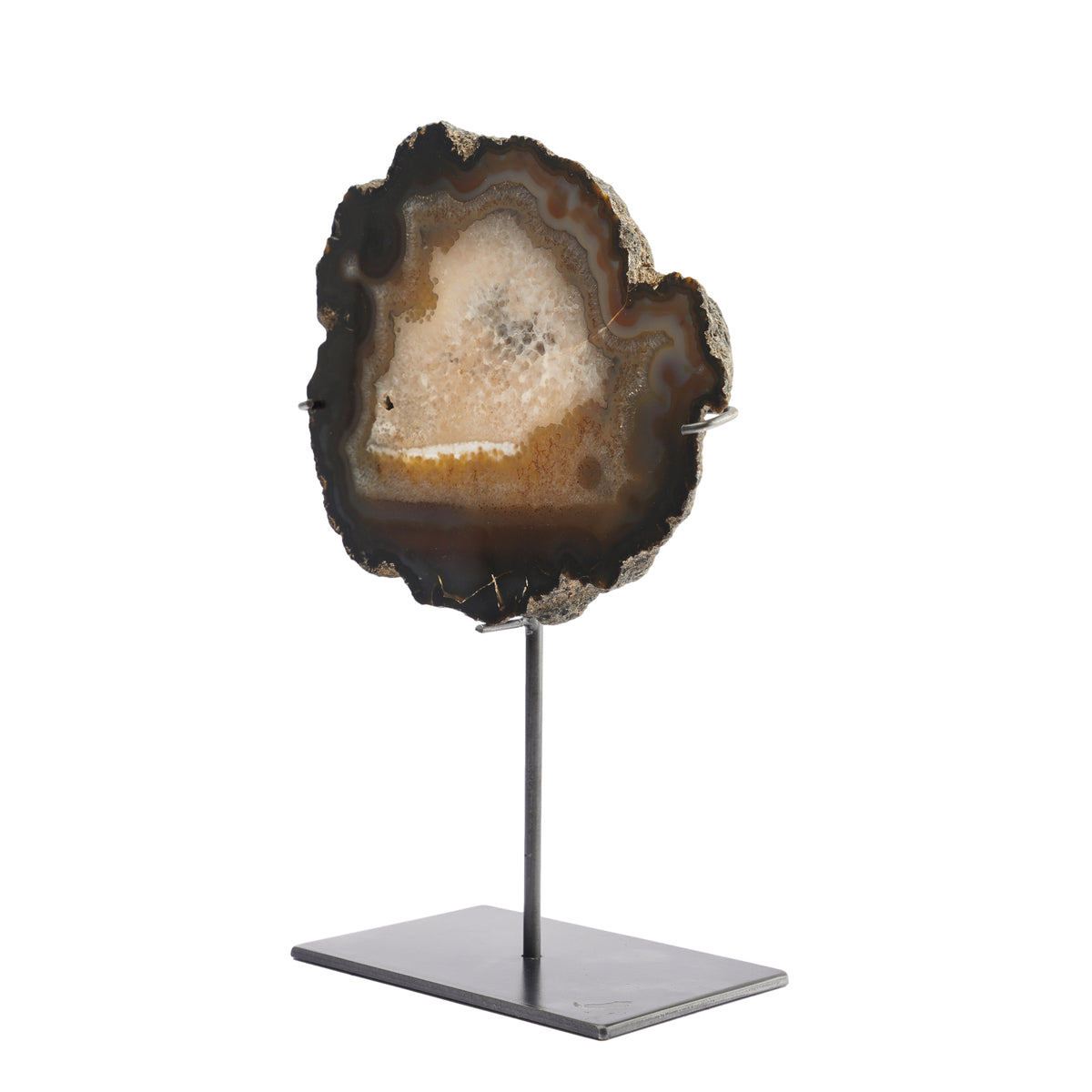 Slice cut agate geode specimen
