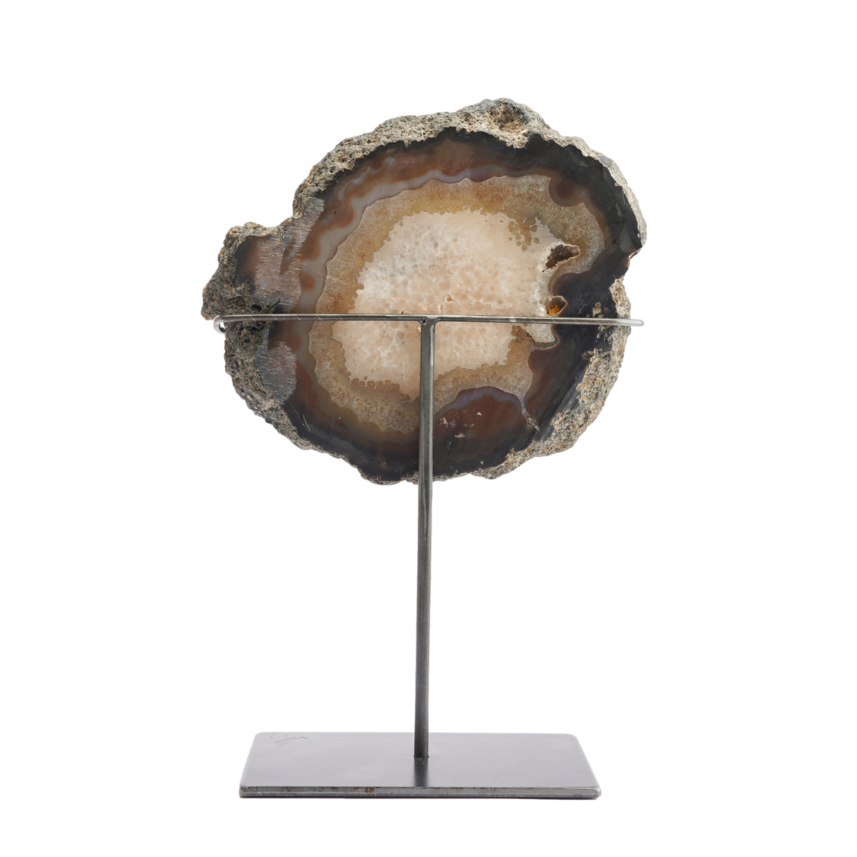 Slice cut agate geode specimen