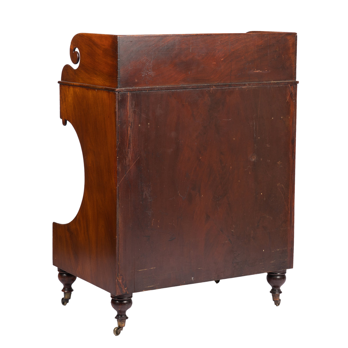 American mahogany demilune dressing stand on brass castors, 1830s