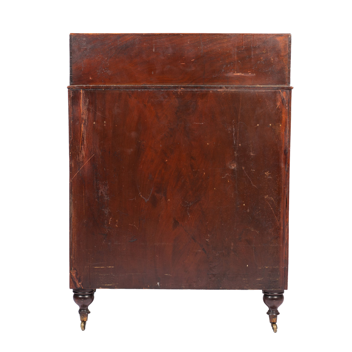 American mahogany demilune dressing stand on brass castors, 1830s