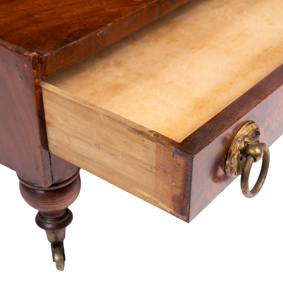 American mahogany demilune dressing stand on brass castors, 1830s