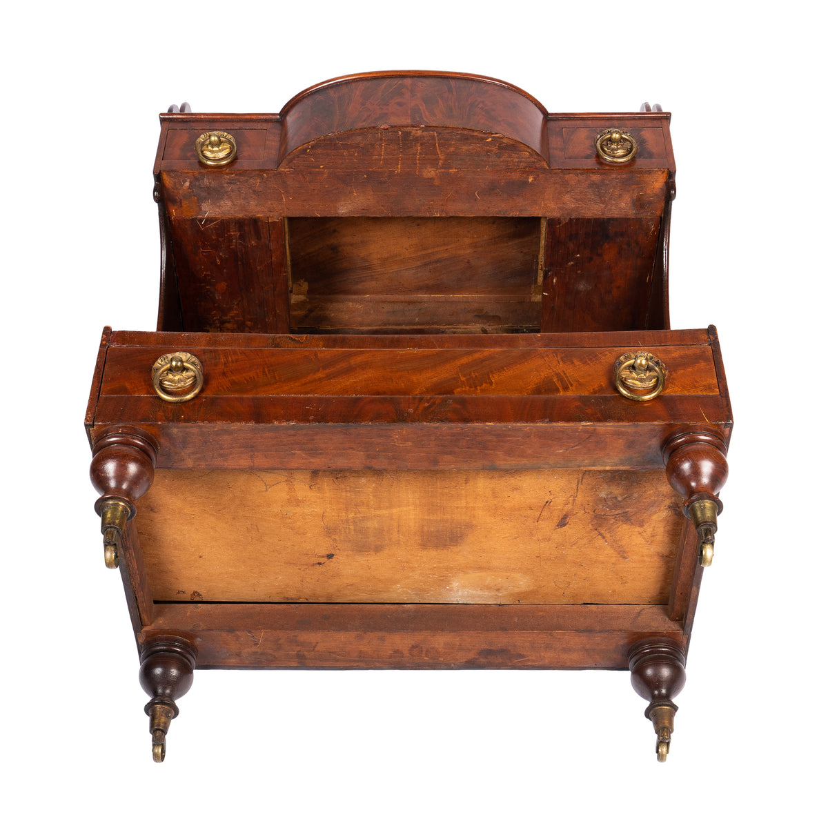 American mahogany demilune dressing stand on brass castors, 1830s