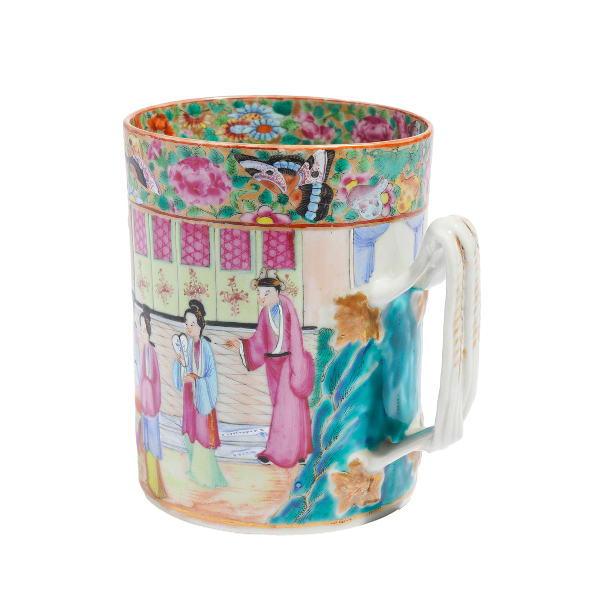 Chinese export Mandarin Palette porcelain tankard, c. 1815