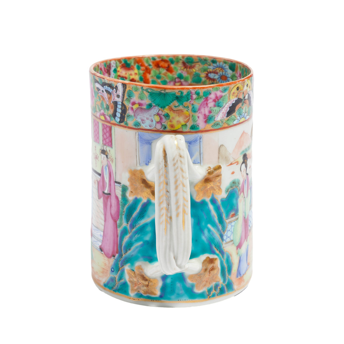 Chinese export Mandarin Palette porcelain tankard, c. 1815