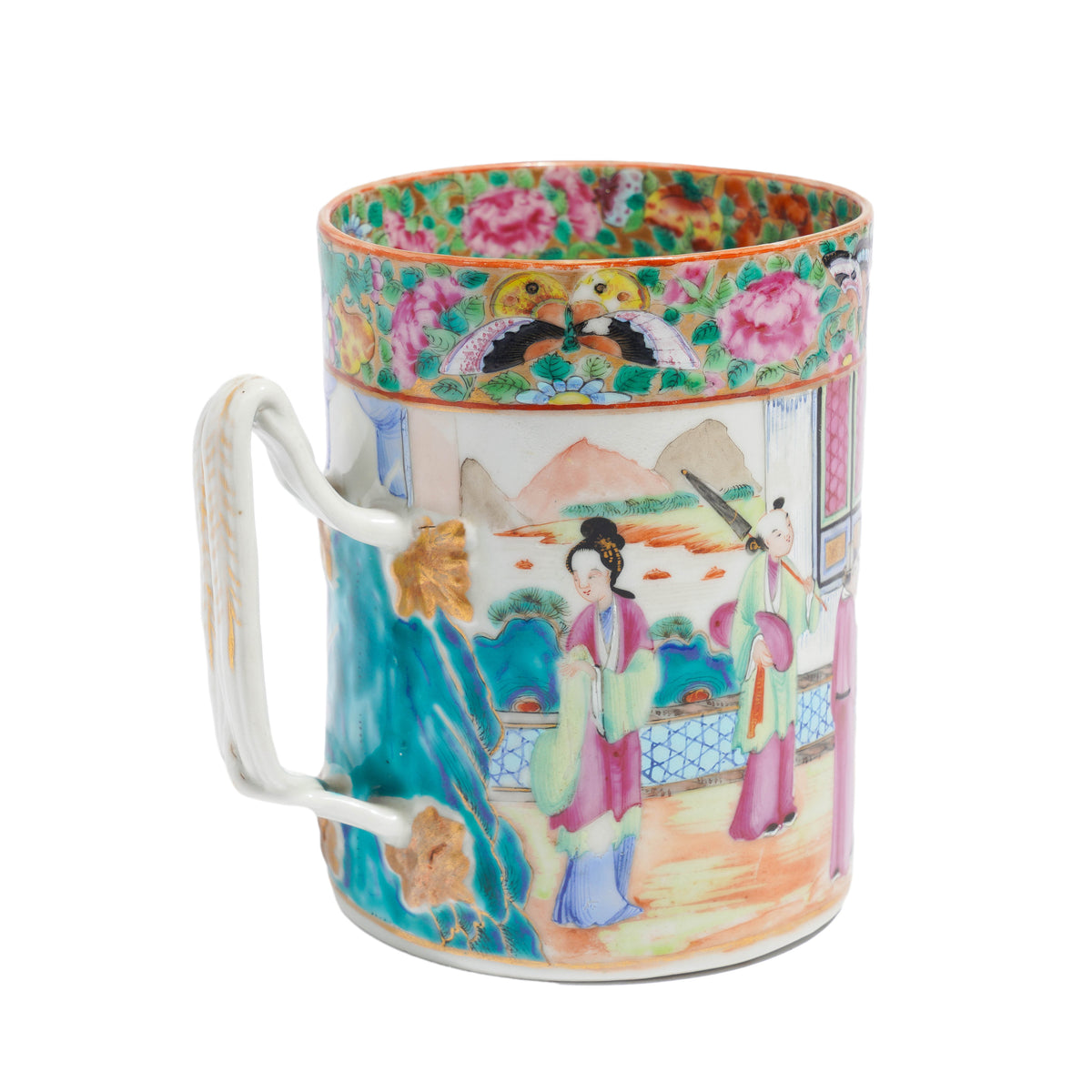 Chinese export Mandarin Palette porcelain tankard, c. 1815