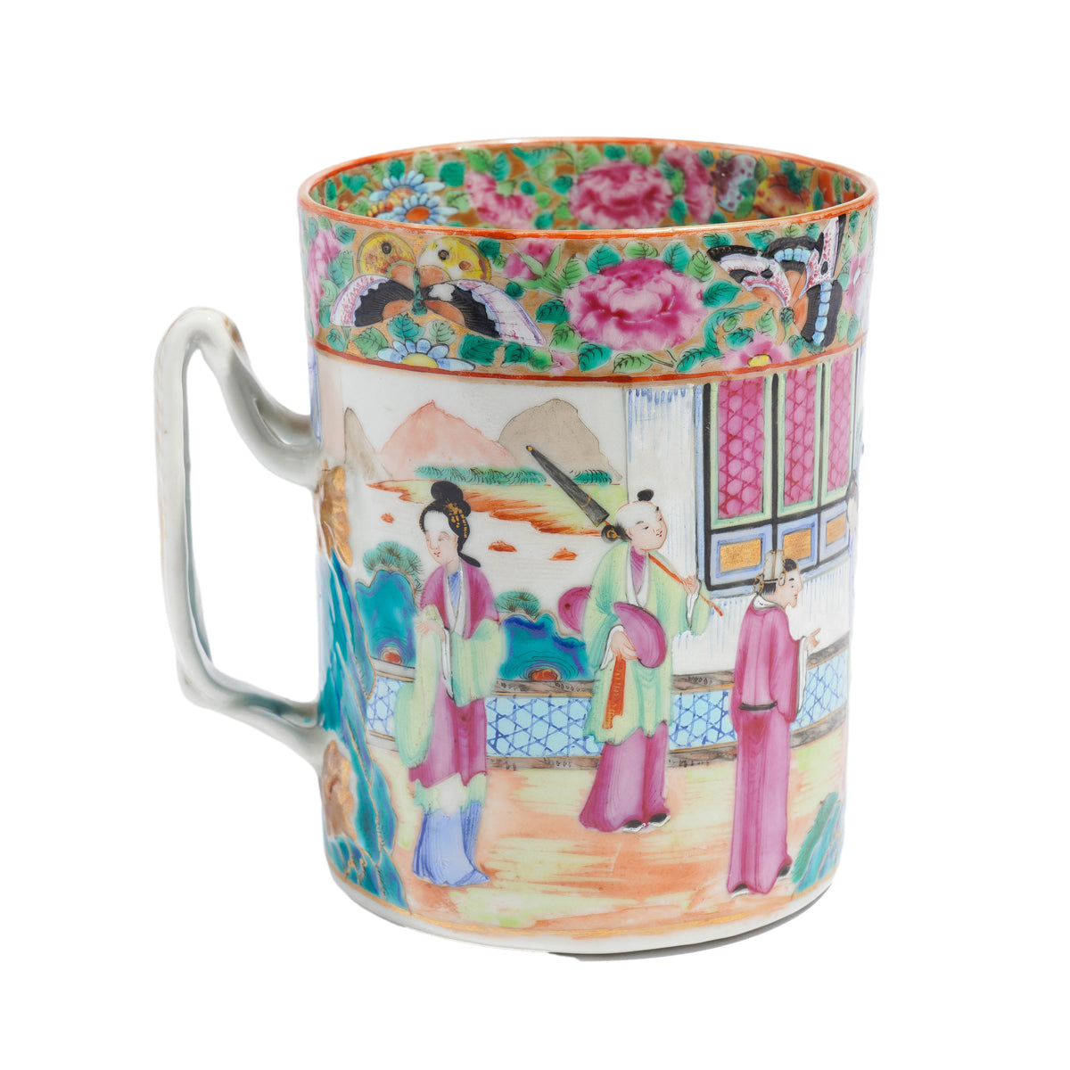 Chinese export Mandarin Palette porcelain tankard, c. 1815