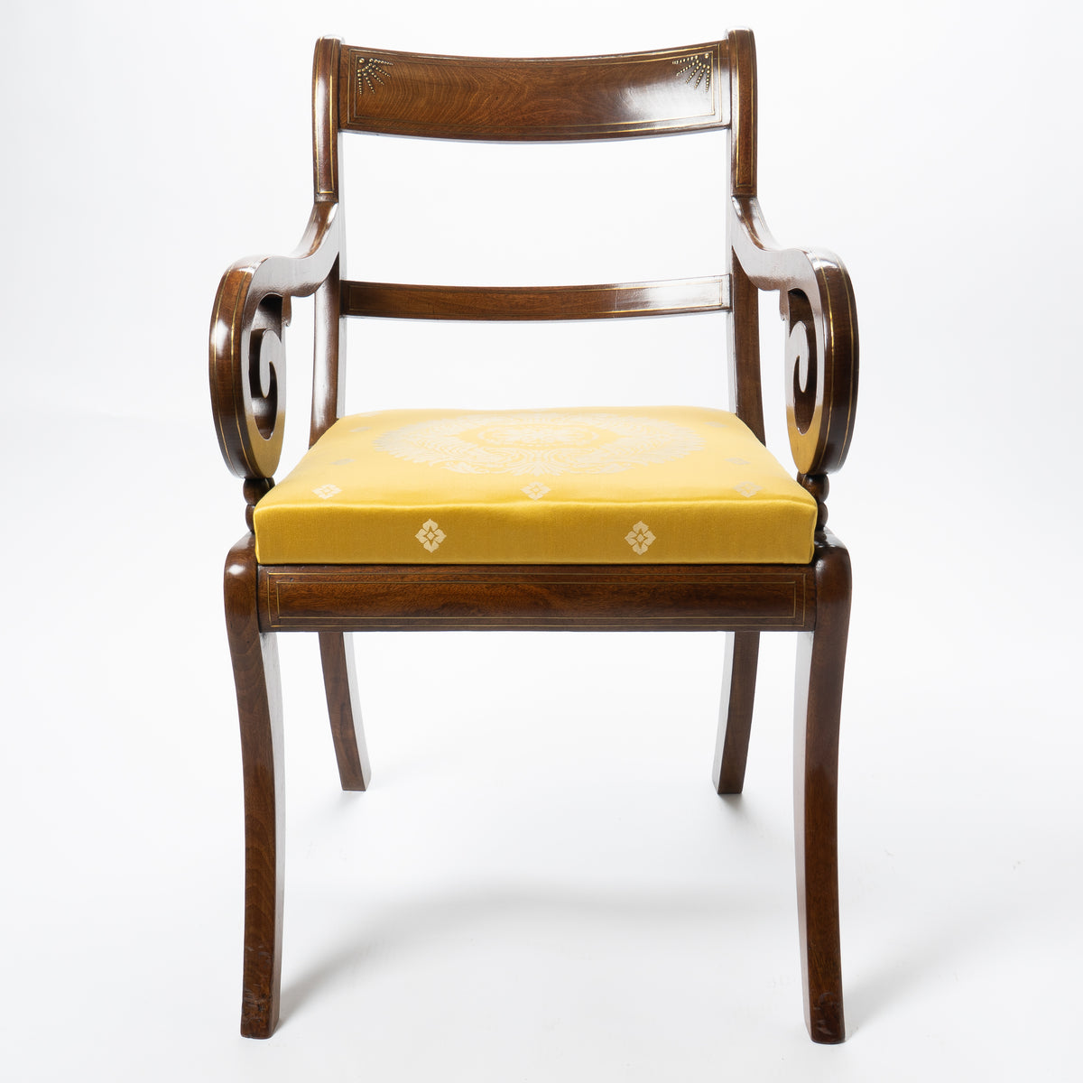 English Regency mahogany ram's horn armchair, 1820