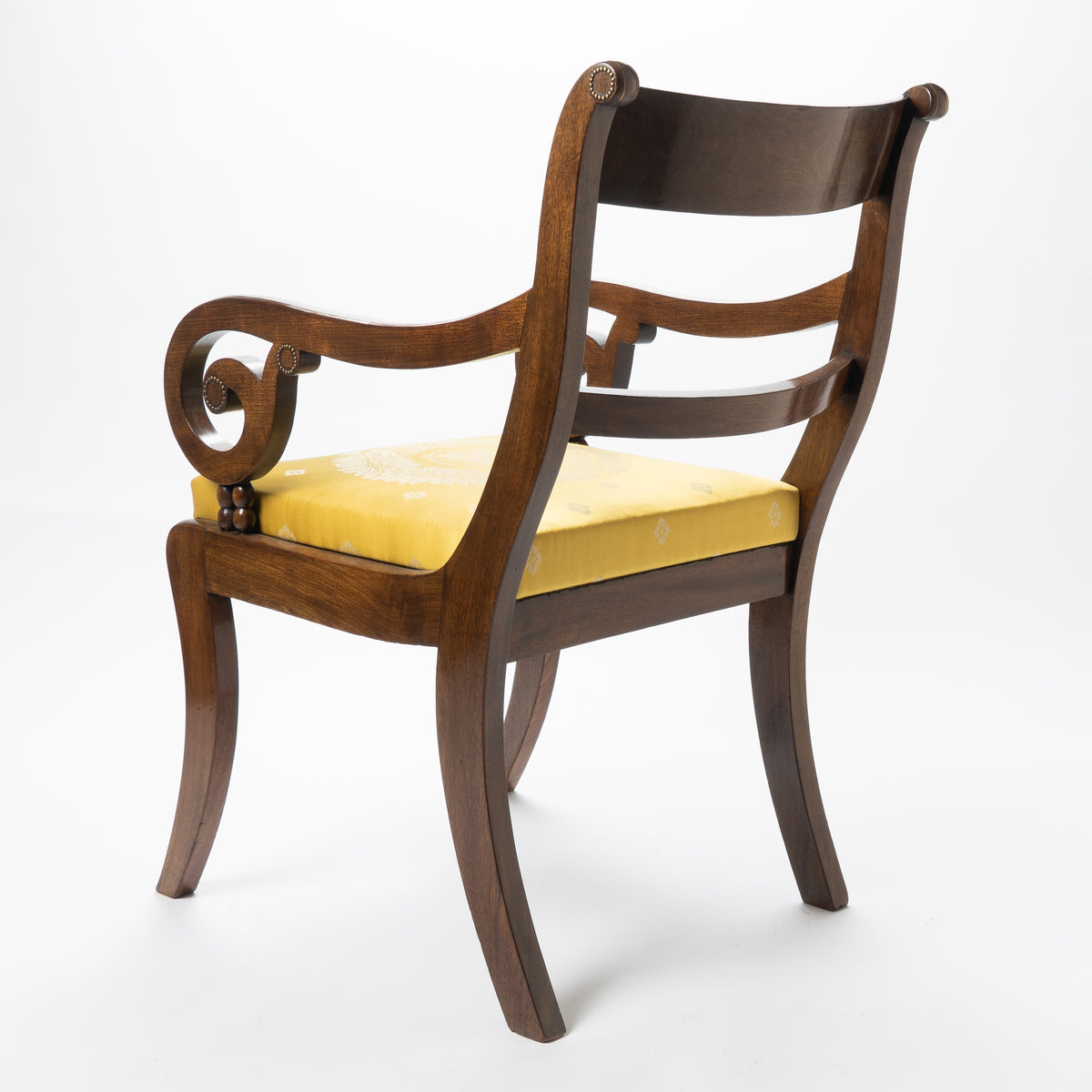 English Regency mahogany ram's horn armchair, 1820
