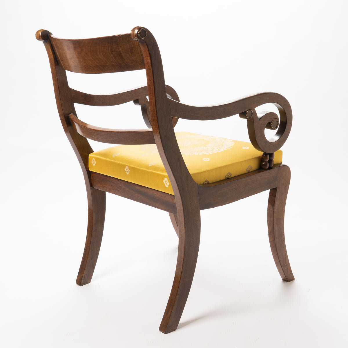 English Regency mahogany ram's horn armchair, 1820