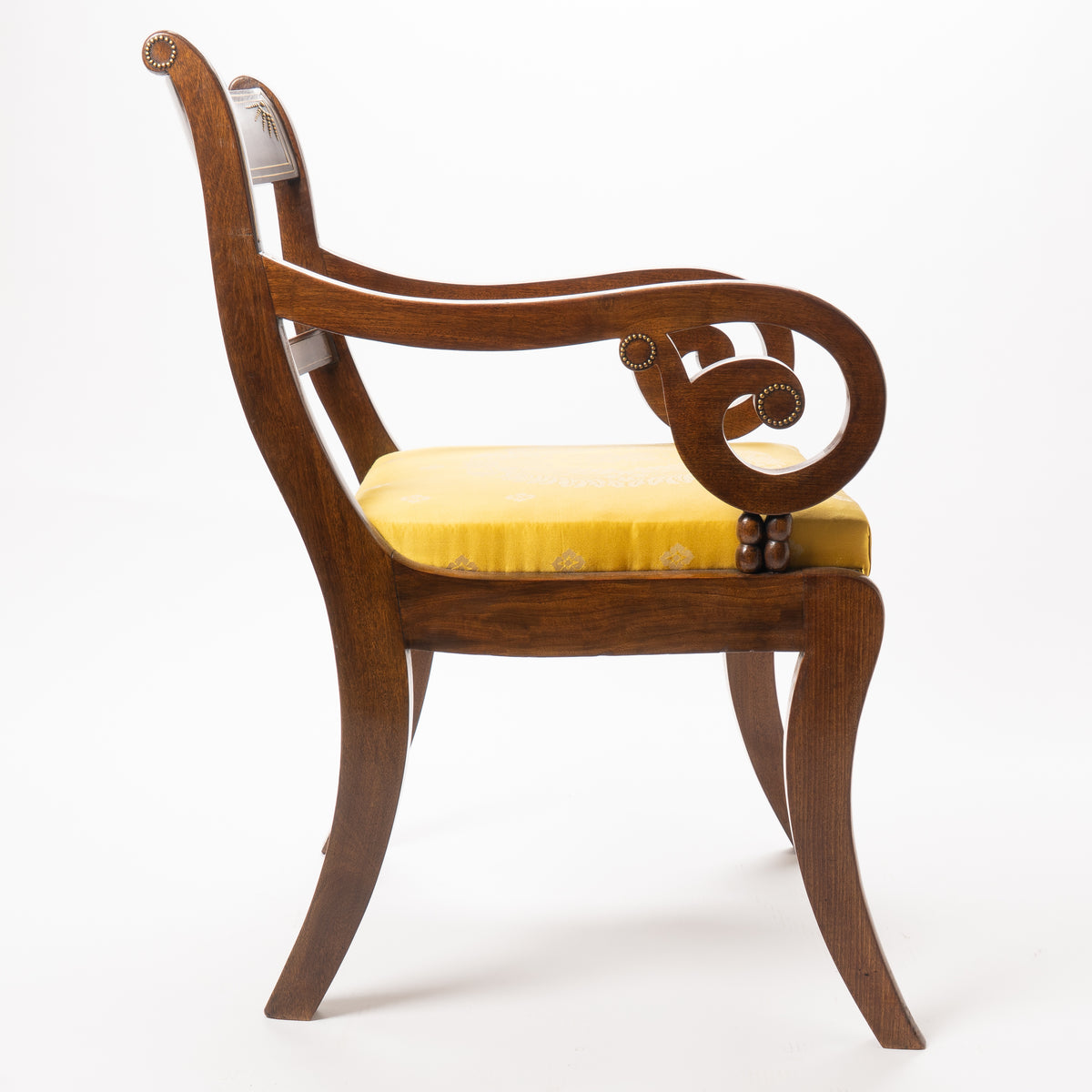 English Regency mahogany ram's horn armchair, 1820