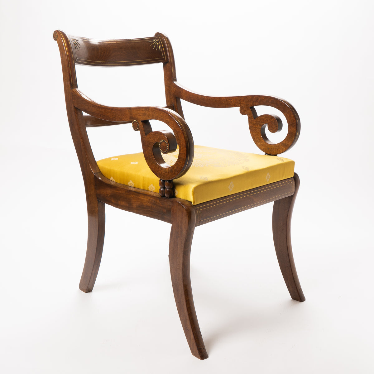 English Regency mahogany ram's horn armchair, 1820