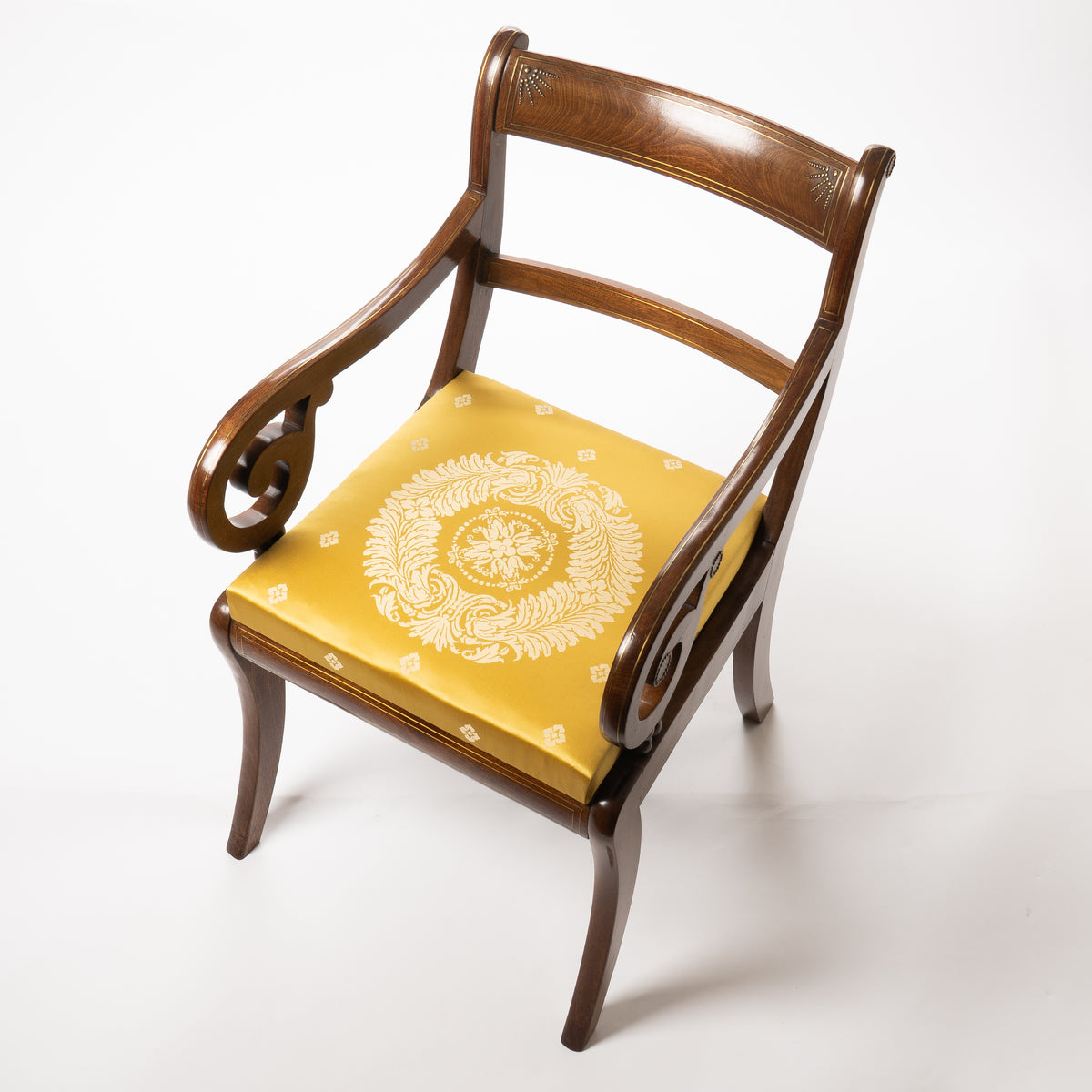 English Regency mahogany ram's horn armchair, 1820