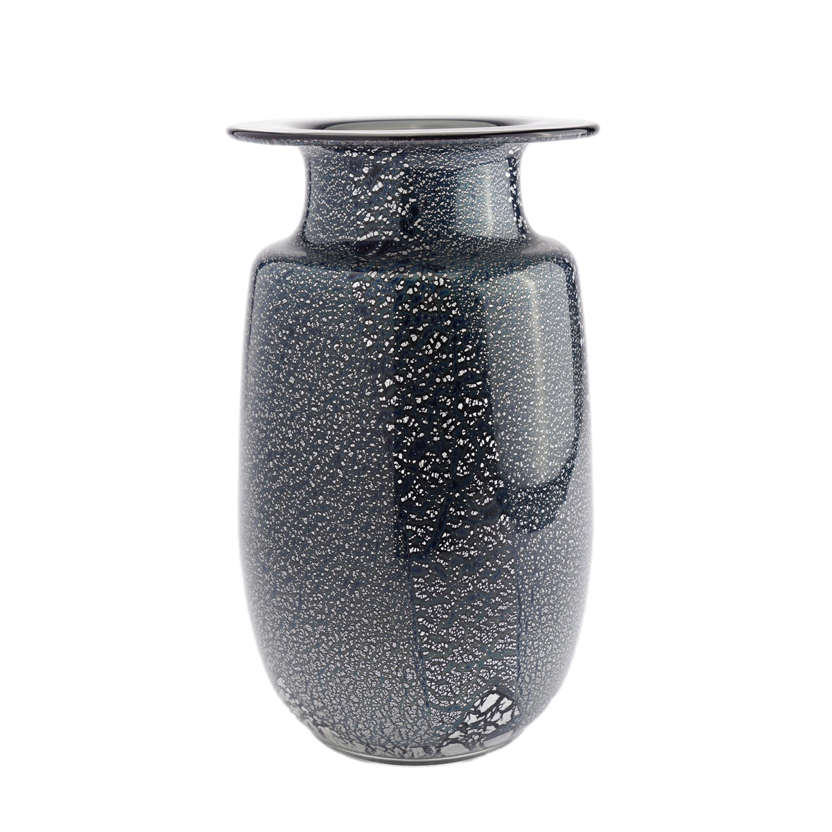 Silver leaf infused blown case glass vase, 1970