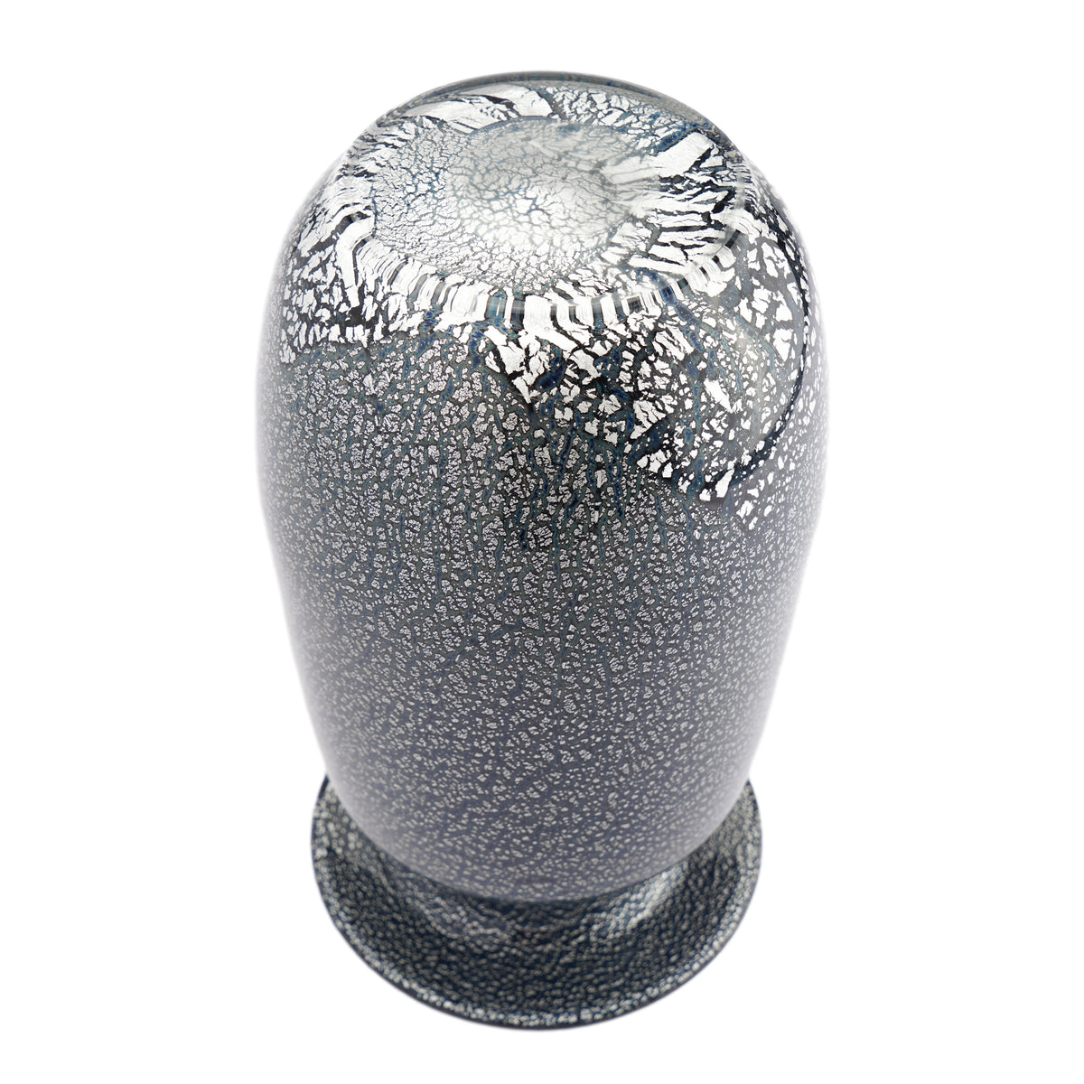 Silver leaf infused blown case glass vase, 1970