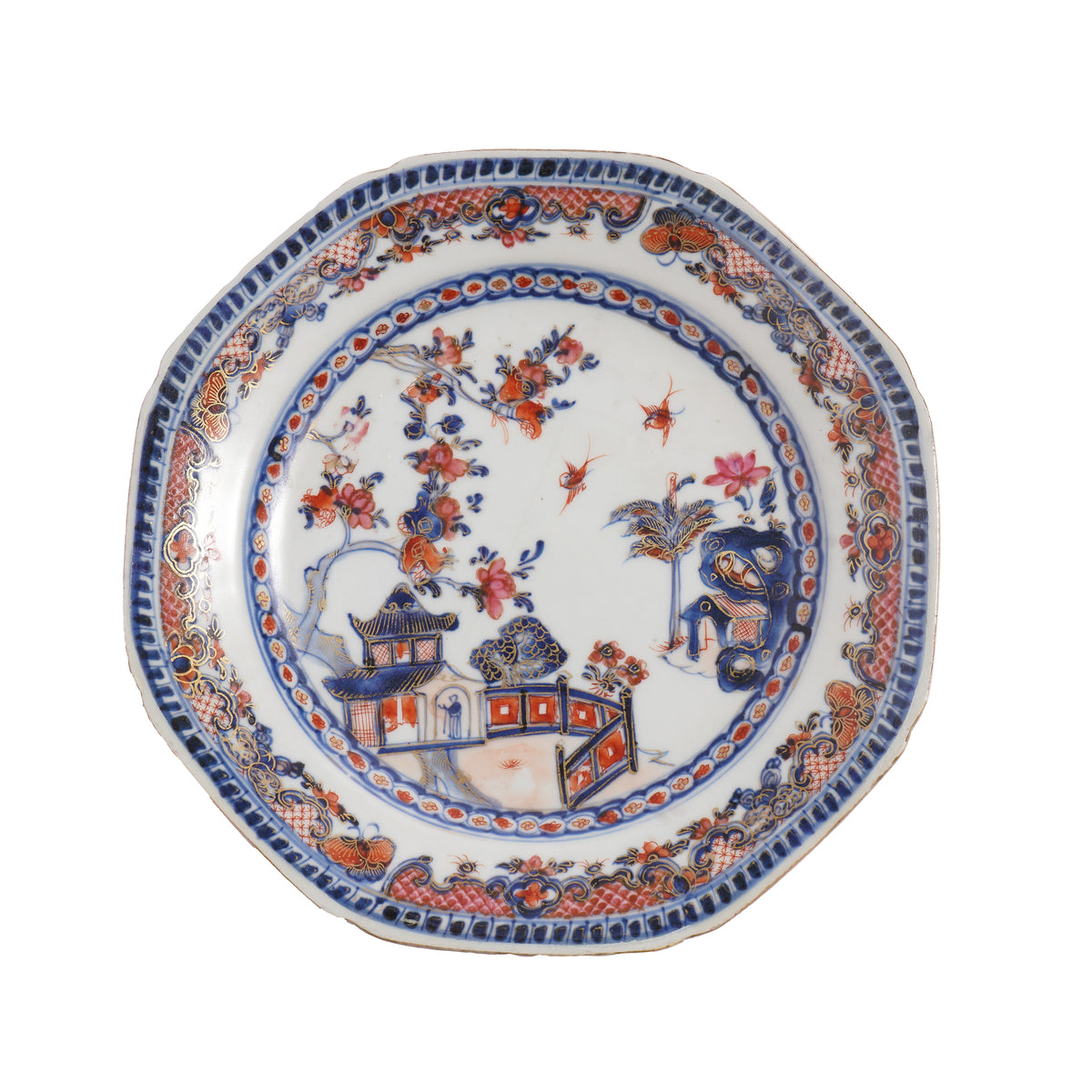 Chinese Imari-style porcelain octagonal plate, 1750-70