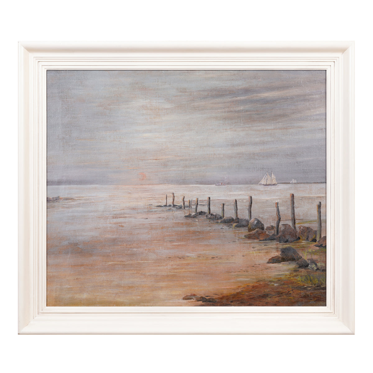 Danish Tonalist oil on canvas seascape, c. 1910