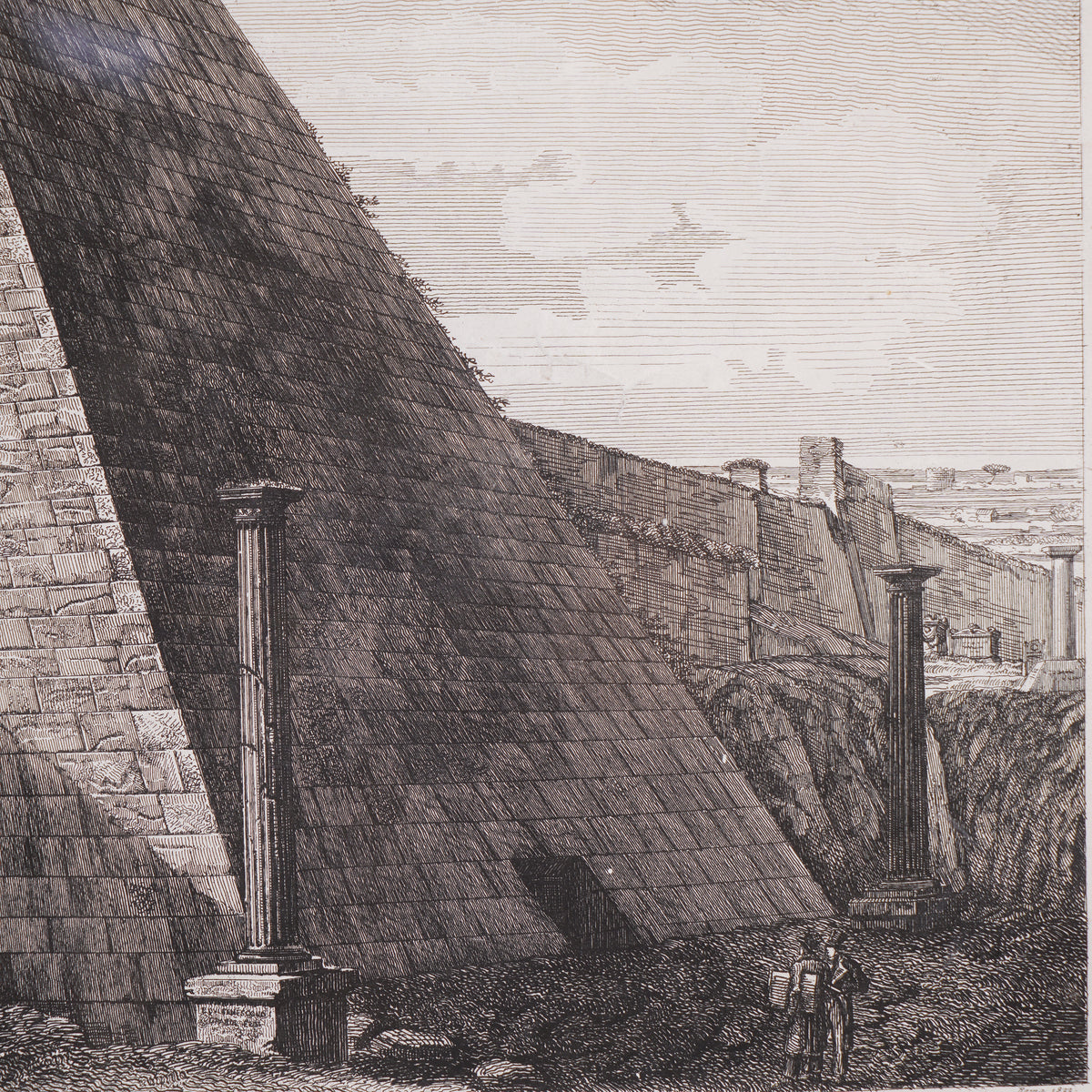 Engraving "Veduta della Piramide di C.Cestio", 1822