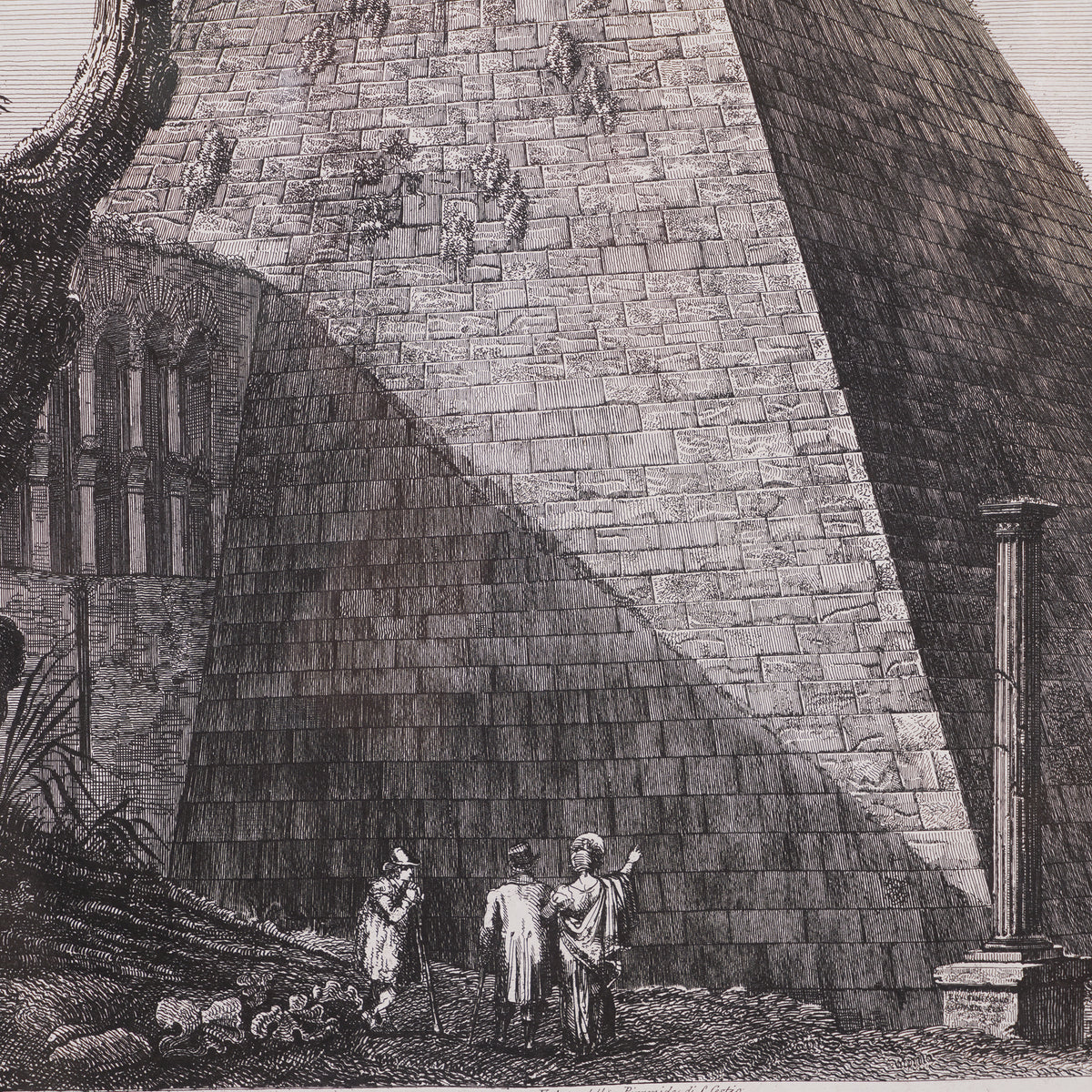 Engraving "Veduta della Piramide di C.Cestio", 1822