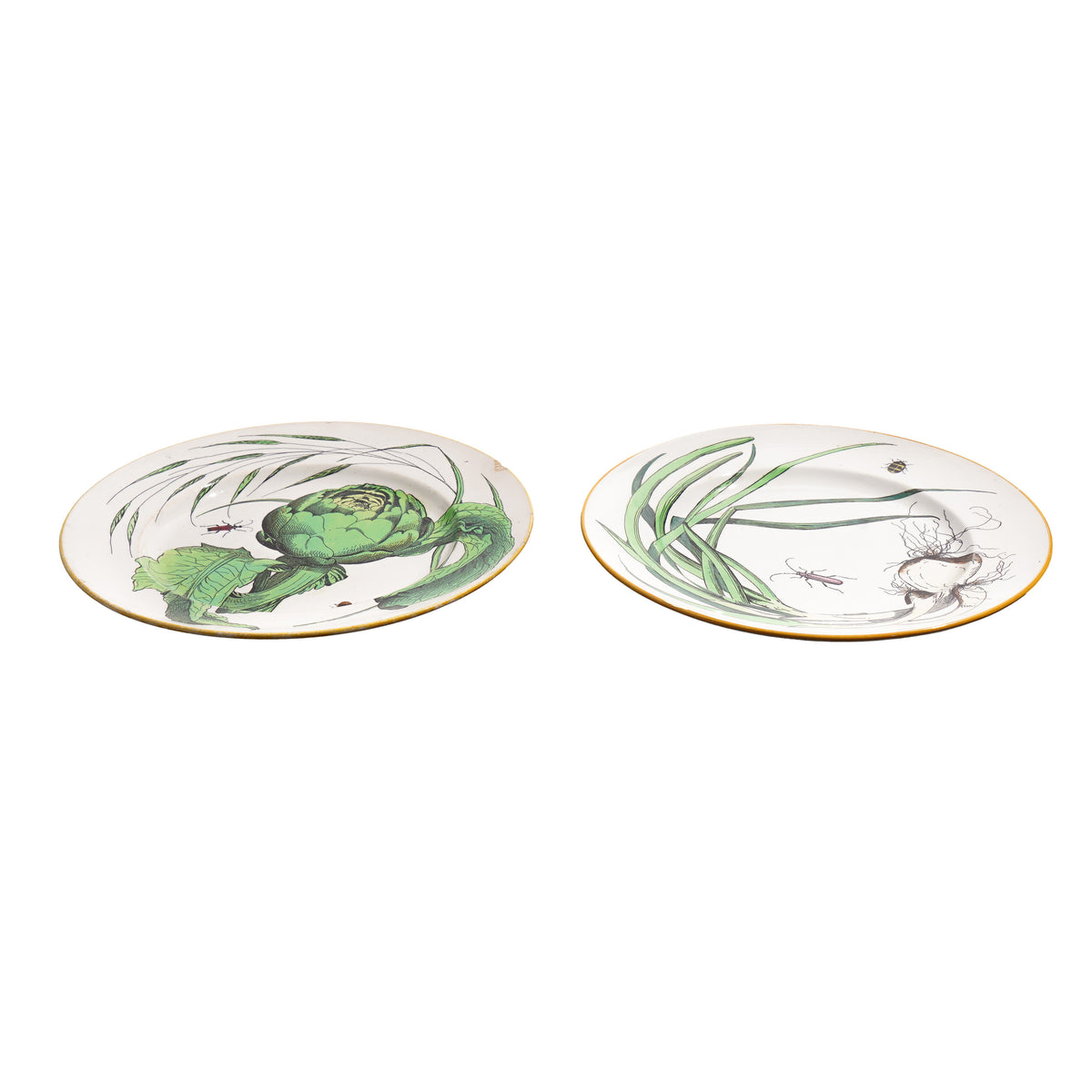 Pair of French faience vegetable plates, 1850s