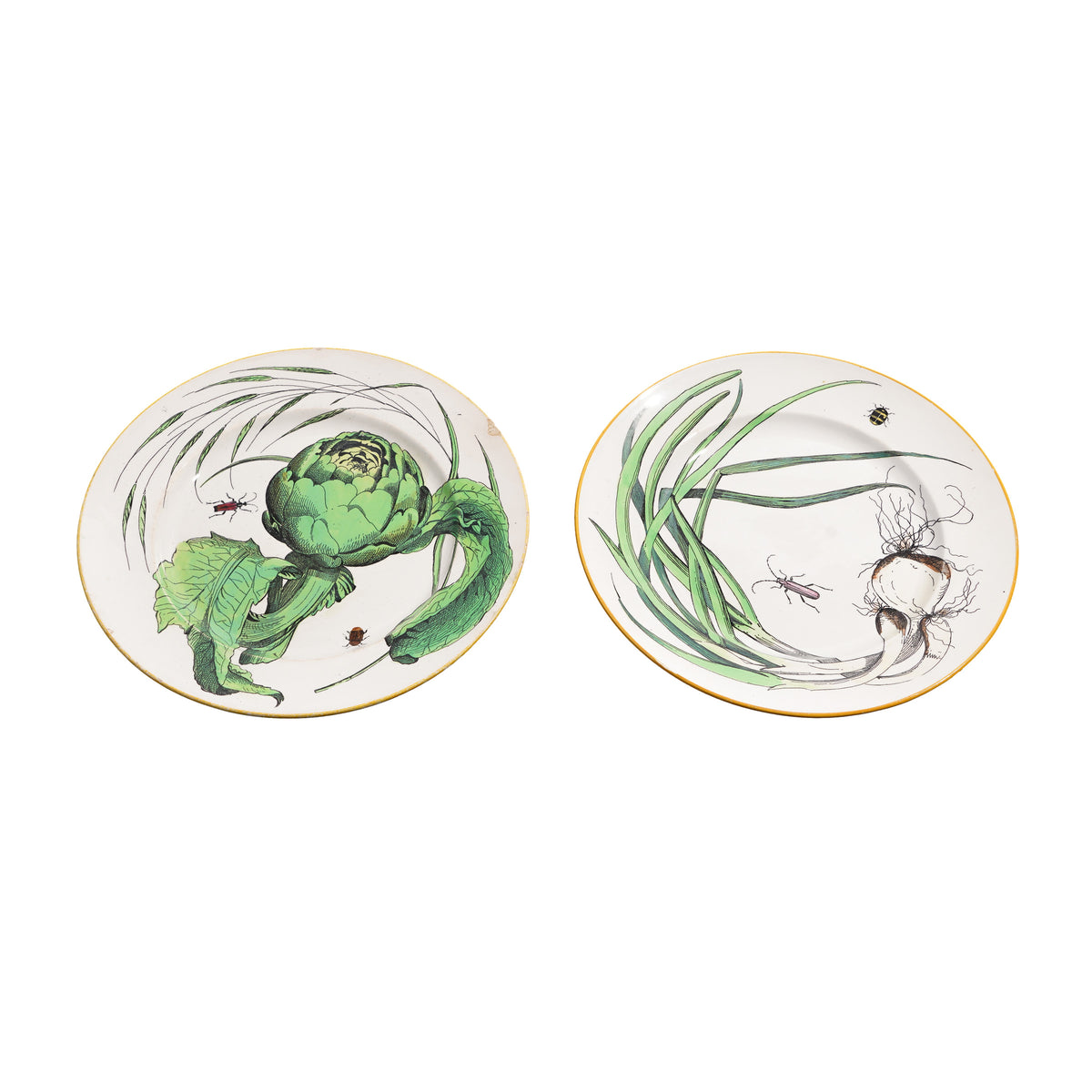 Pair of French faience vegetable plates, 1850s