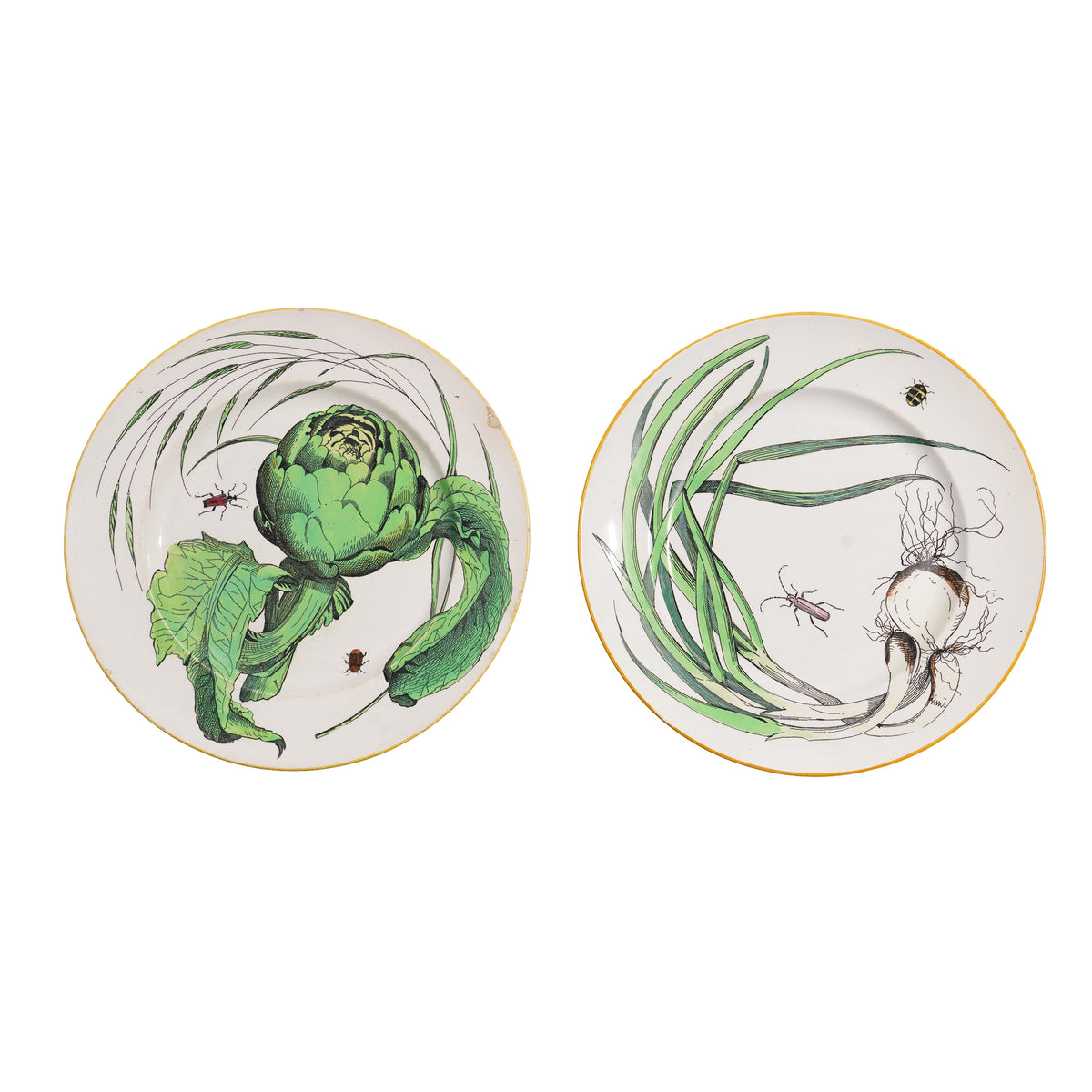 Pair of French faience vegetable plates, 1850s