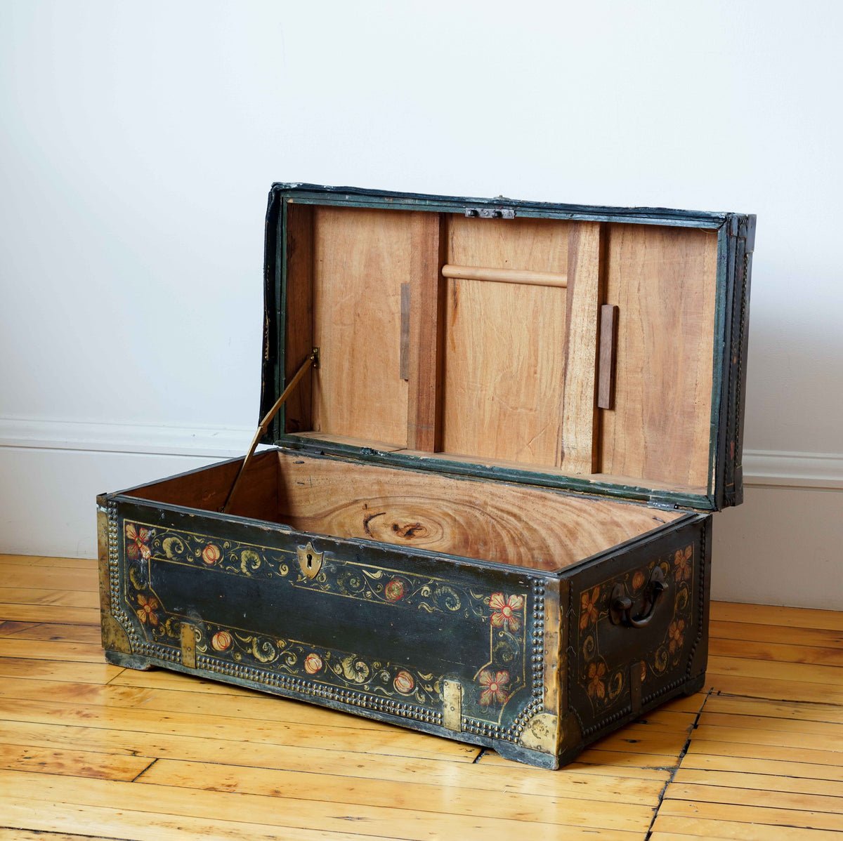 Chinese Export leather wrapped camphor wood trunk, c. 1825