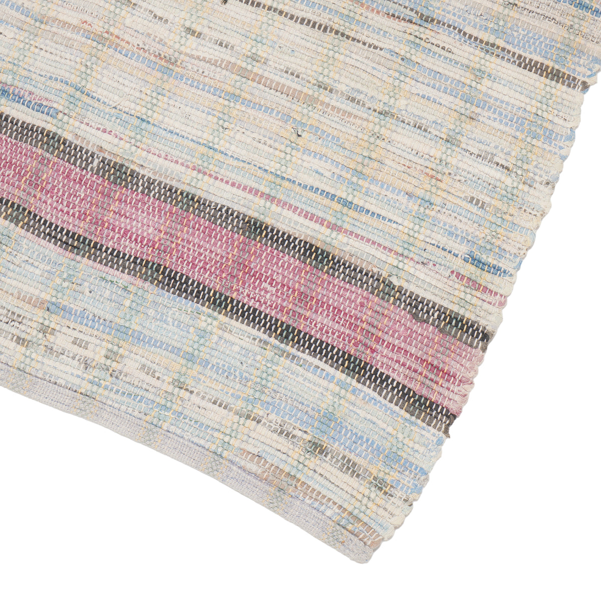 Vintage American Amish cotton rag rug runner, 1880-1910