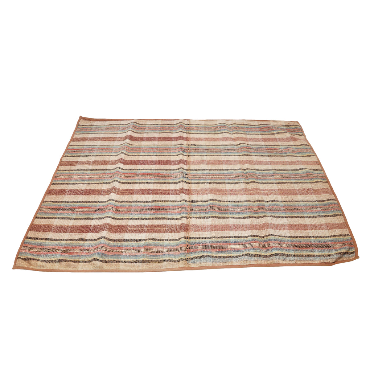 Vintage American rag rug with bound edges, c. 1850-1900