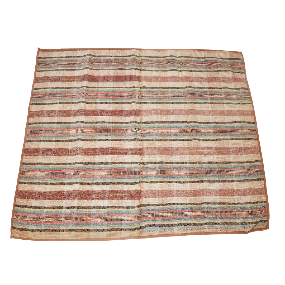 Vintage American rag rug with bound edges, c. 1850-1900