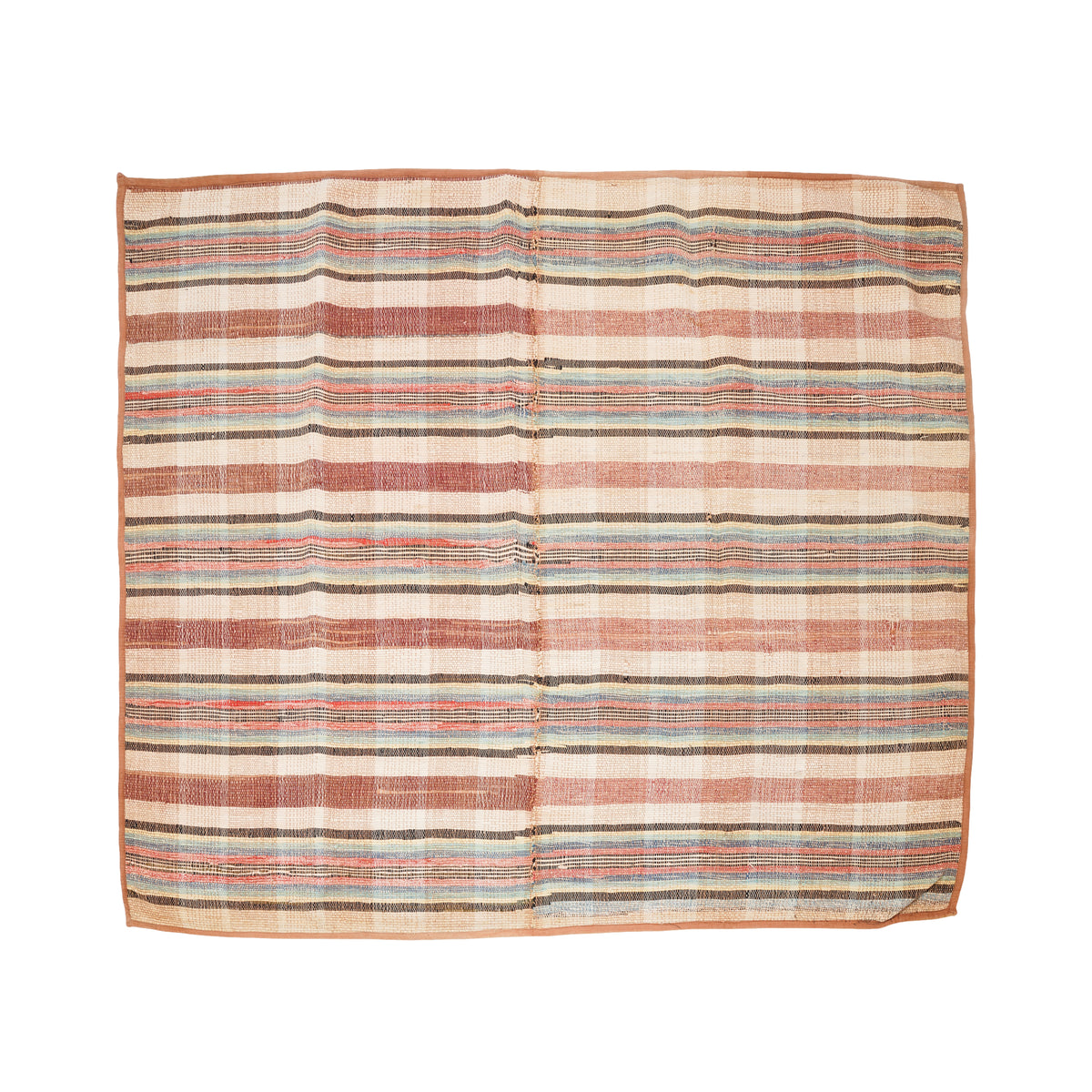 Vintage American rag rug with bound edges, c. 1850-1900