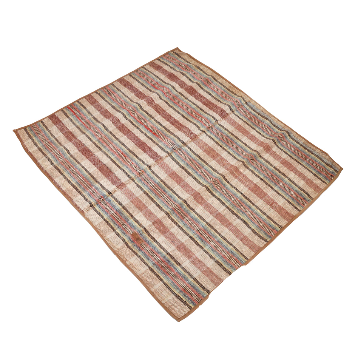 Vintage American rag rug with bound edges, c. 1850-1900