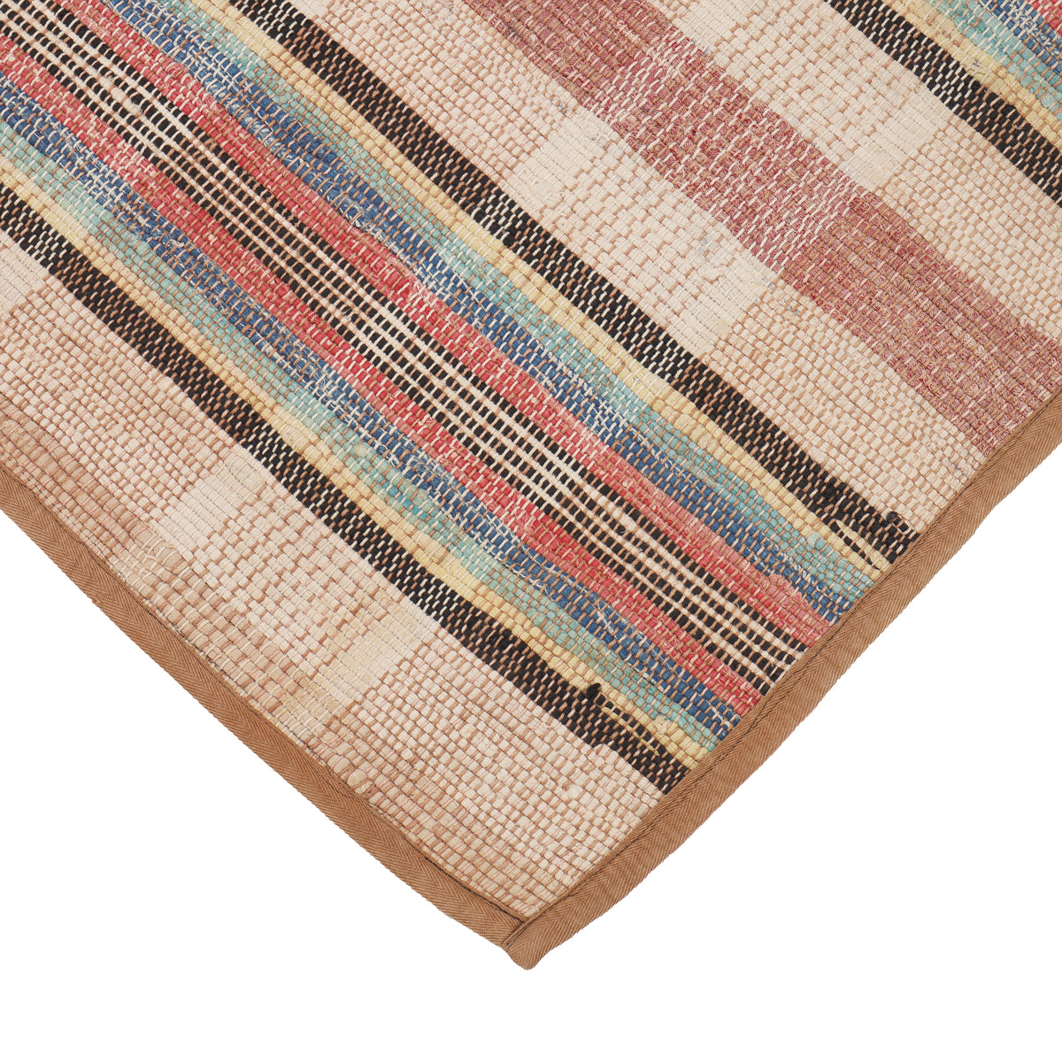 Vintage American rag rug with bound edges, c. 1850-1900