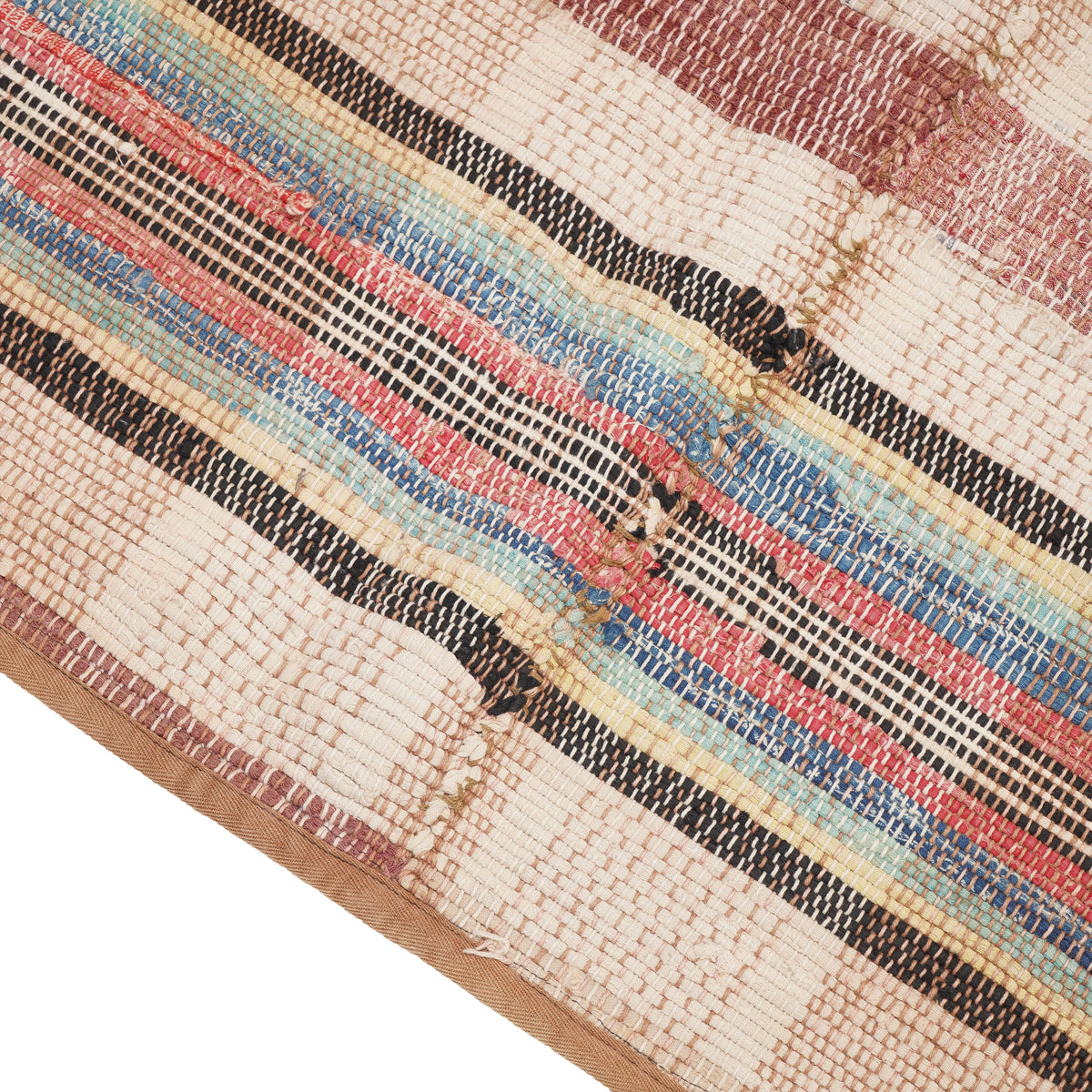 Vintage American rag rug with bound edges, c. 1850-1900