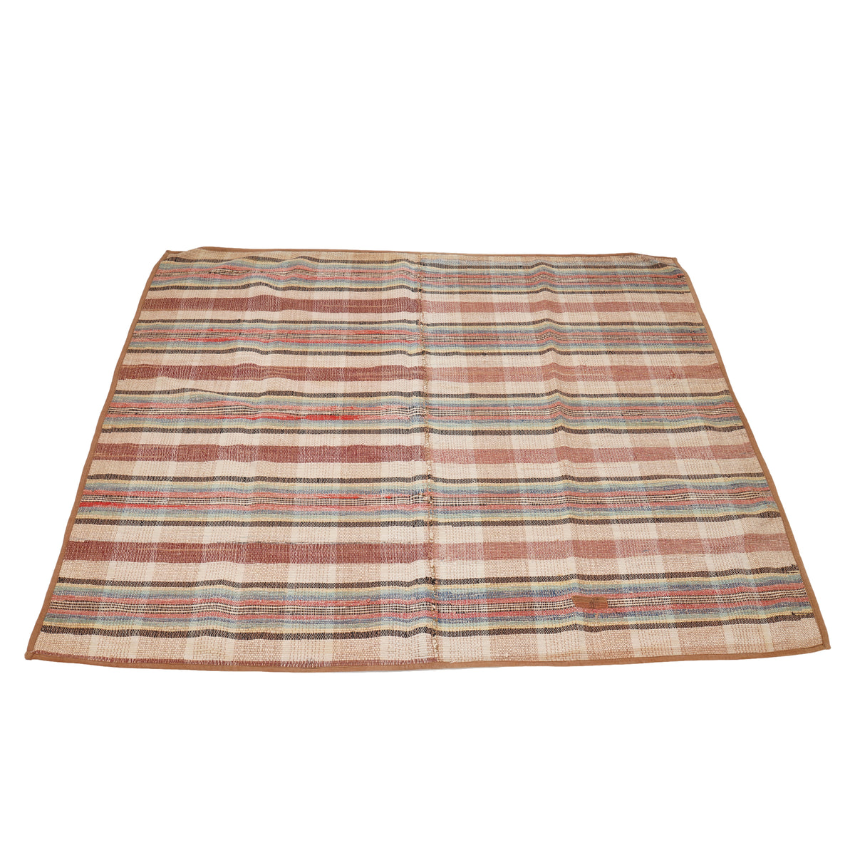 Vintage American rag rug with bound edges, c. 1850-1900