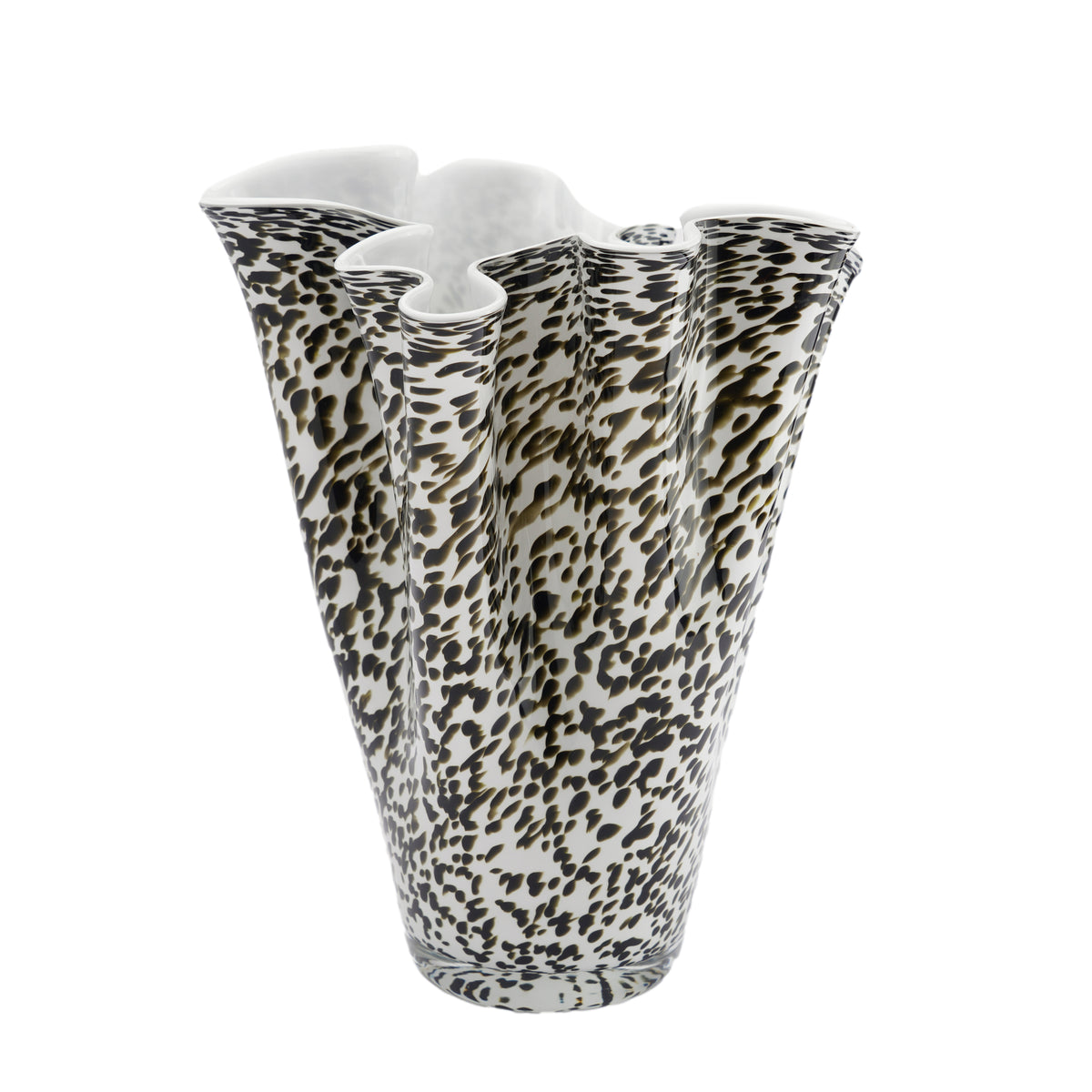 Murano mottled glass fazzoletto / handkerchief vase, 1950s