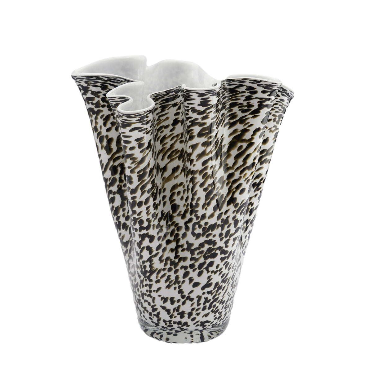 Murano mottled glass fazzoletto / handkerchief vase, 1950s