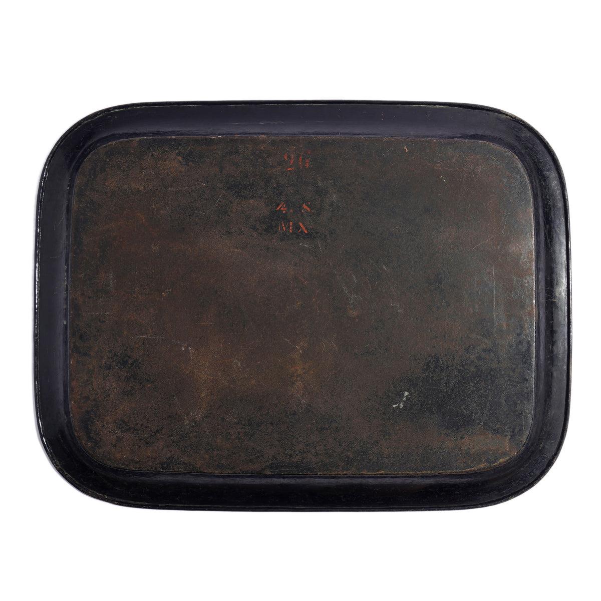 English Chinoiserie rolled rim tole tray, c. 1830