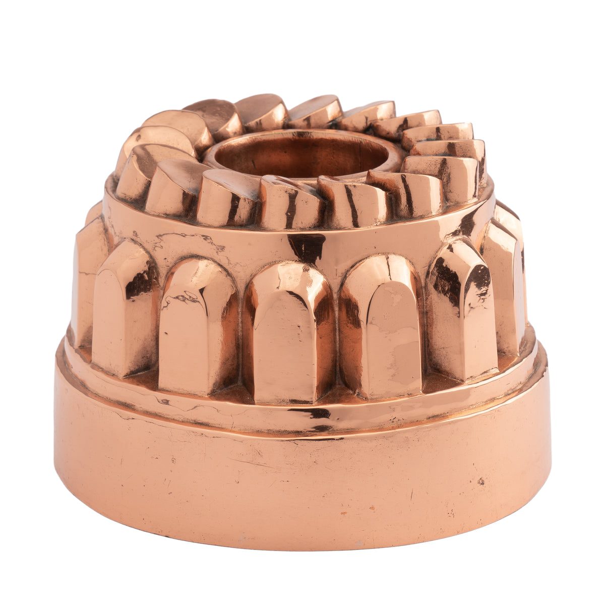 English copper “coin” bundt mold with tin lining, 1800's