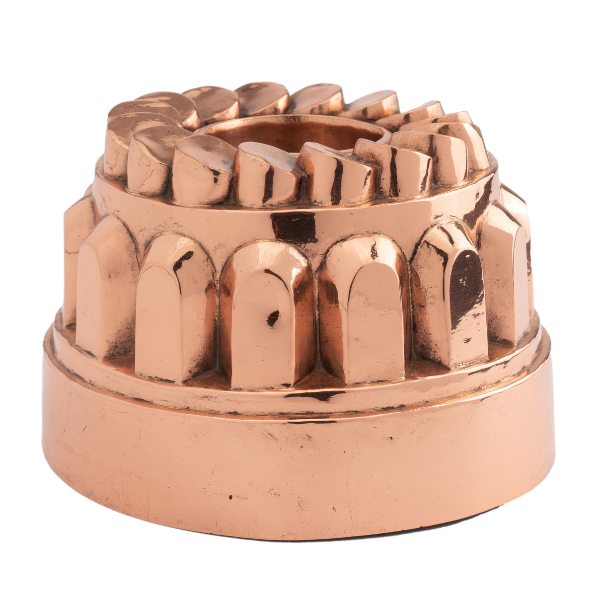 English copper “coin” bundt mold with tin lining, 1800's