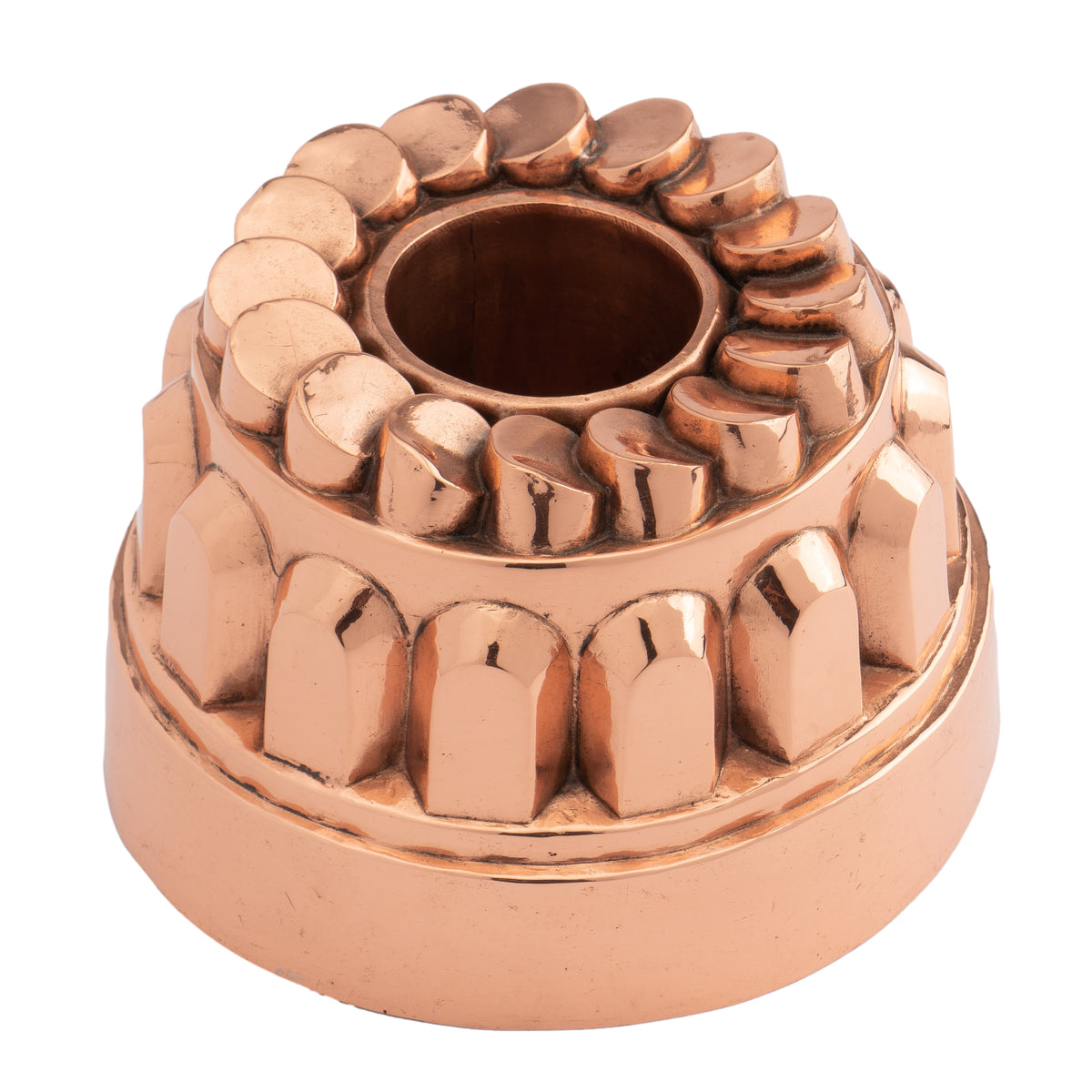 English copper “coin” bundt mold with tin lining, 1800's